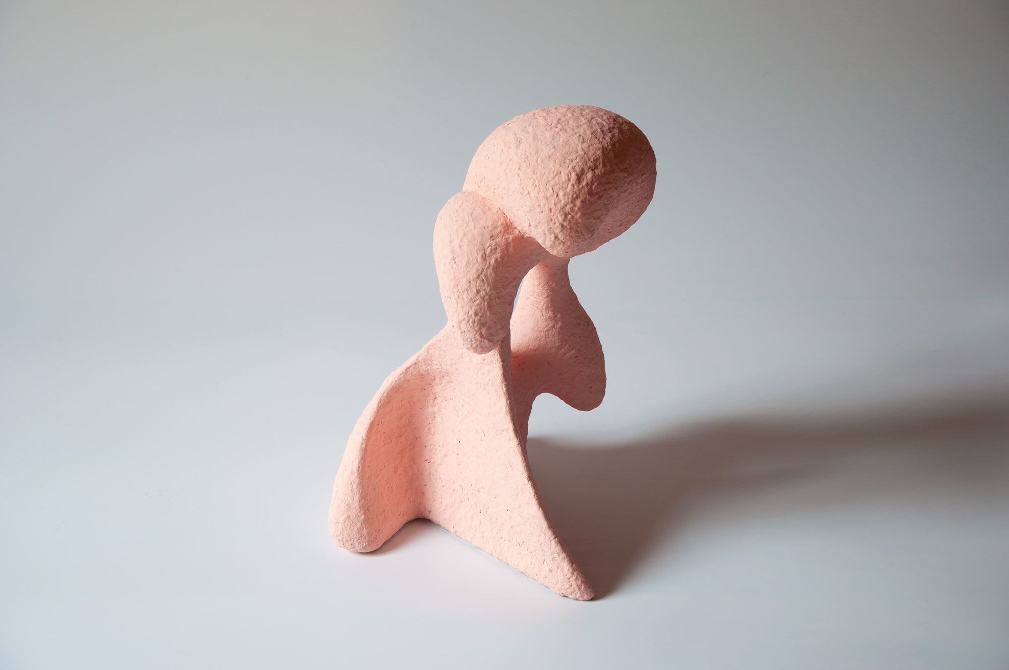 Contemporary Paper mache art sculpture in light pink. by