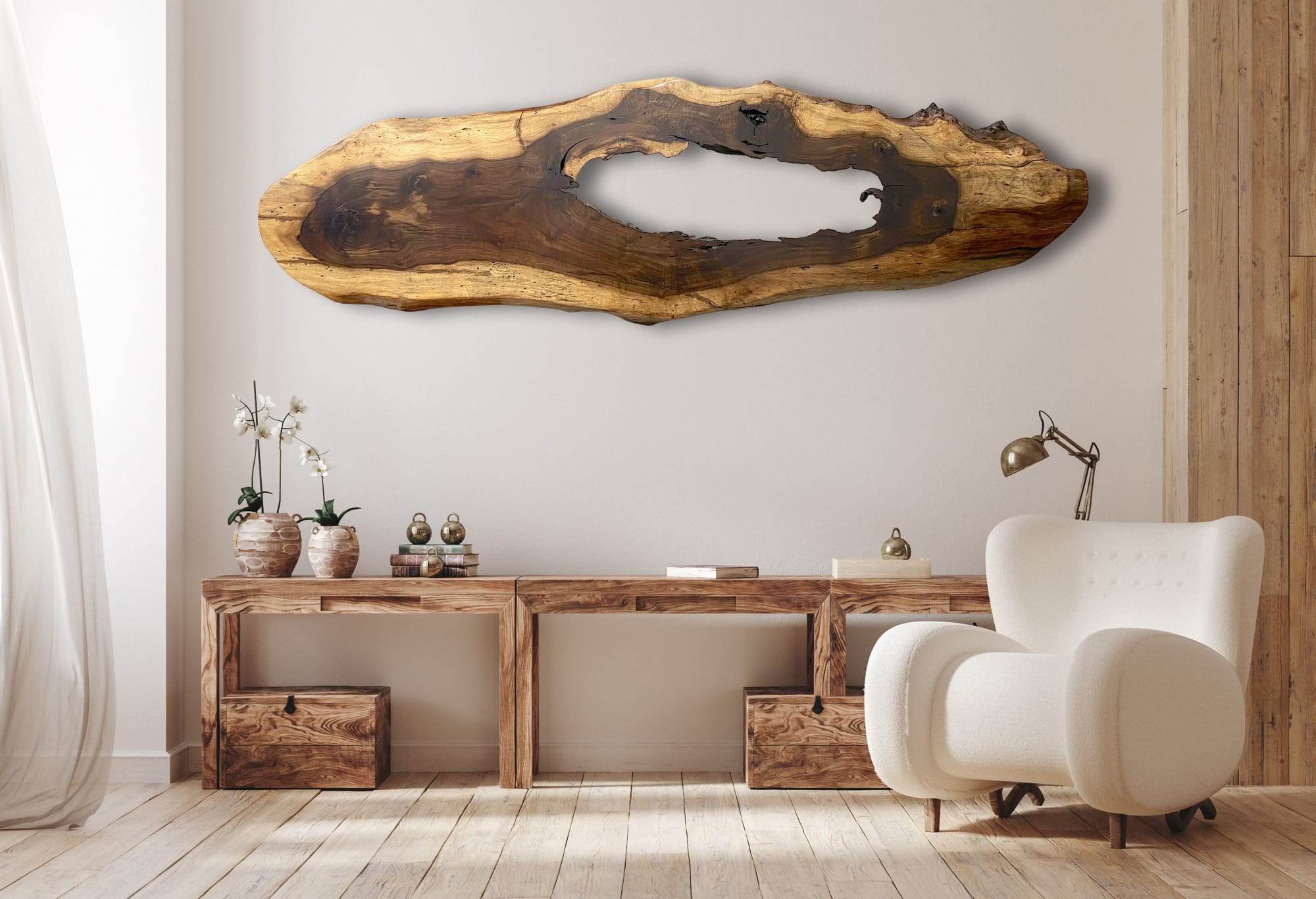 Claro Walnut Live Edge Wall Decor / Live Edge Wood Headboard by