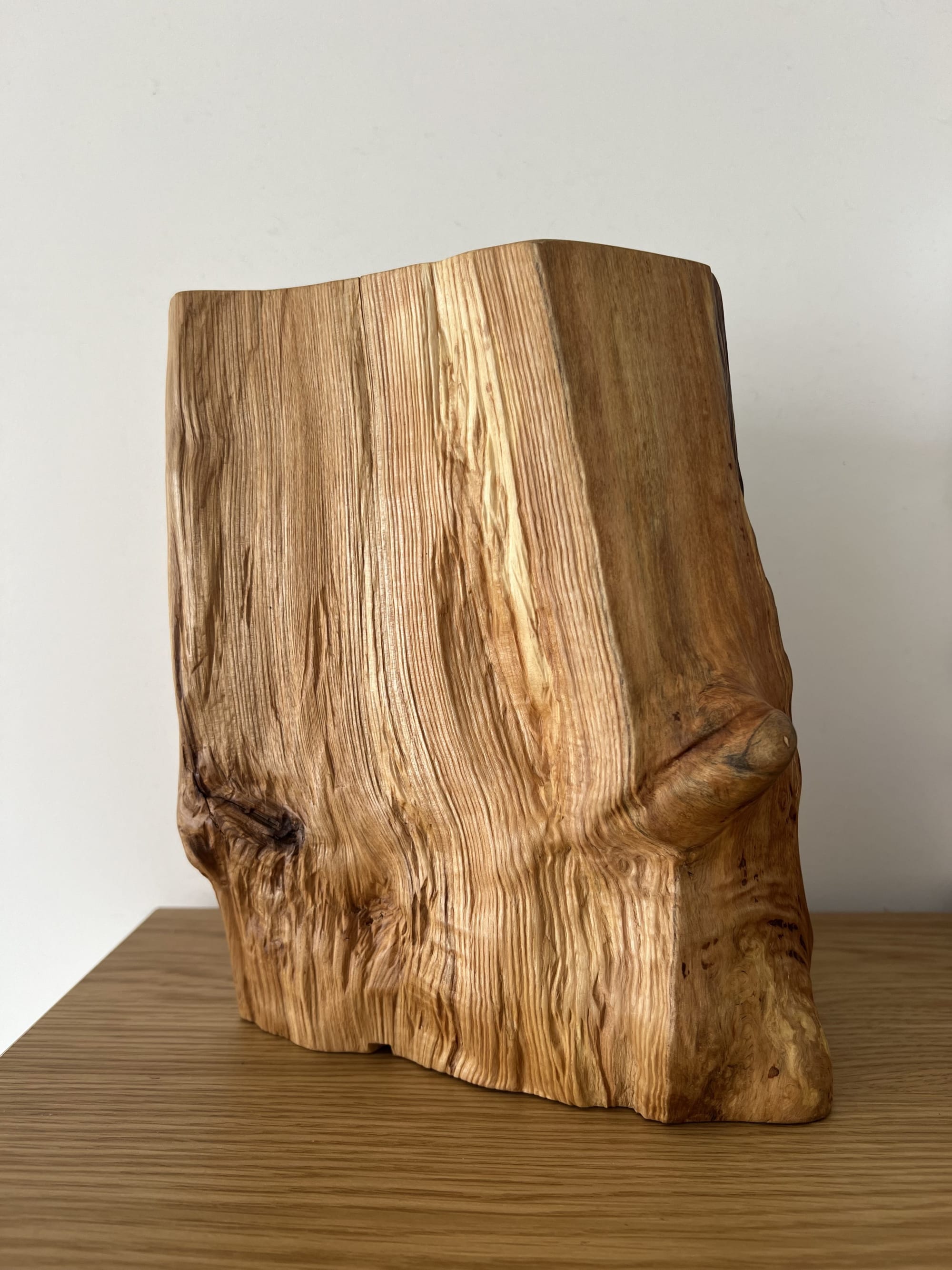 Handmade Lamp with Ash Wood Base and Textured Shade by Tissage
