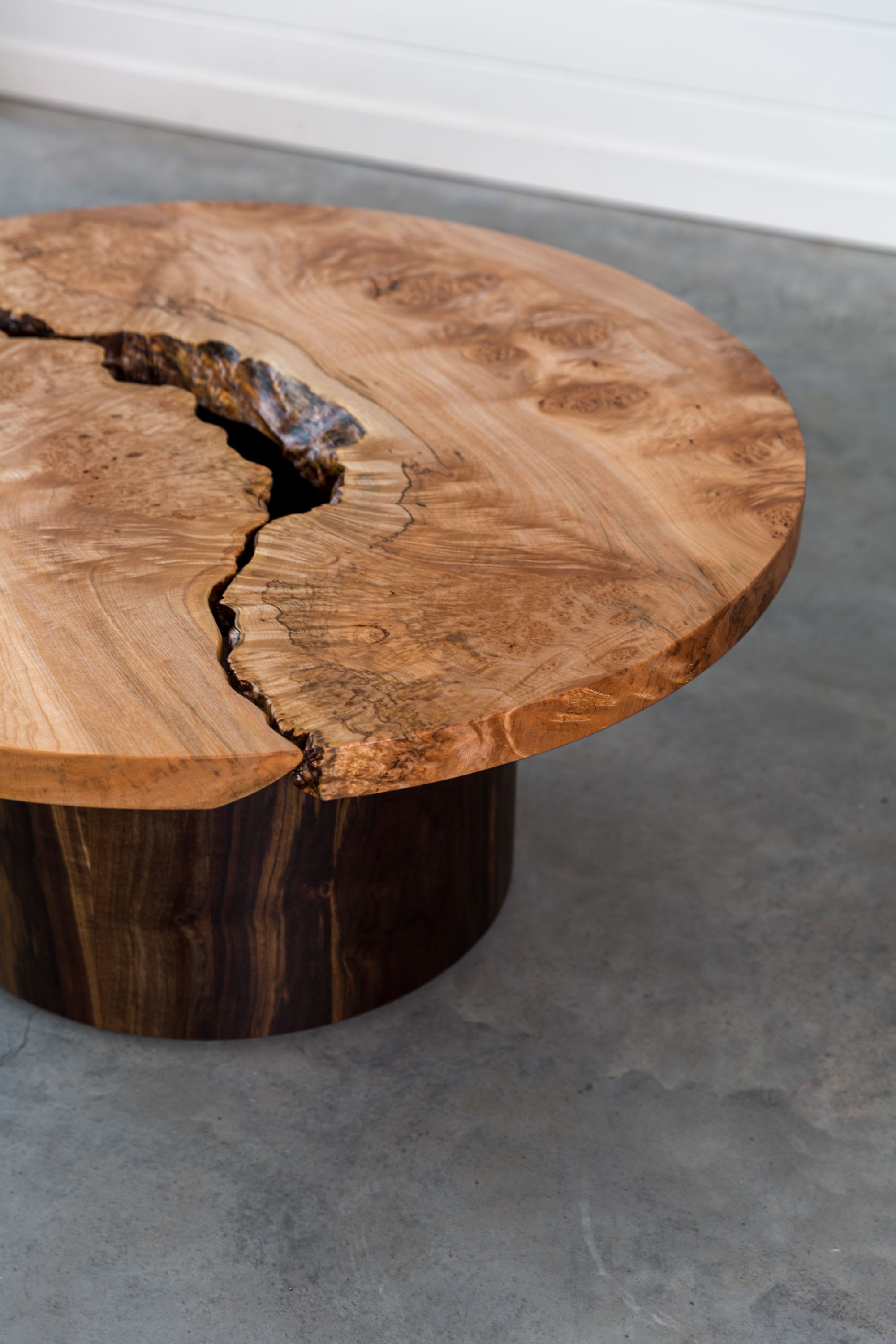 Live Edge Coffee Table- Maple Burl- Large Coffee Table- Round