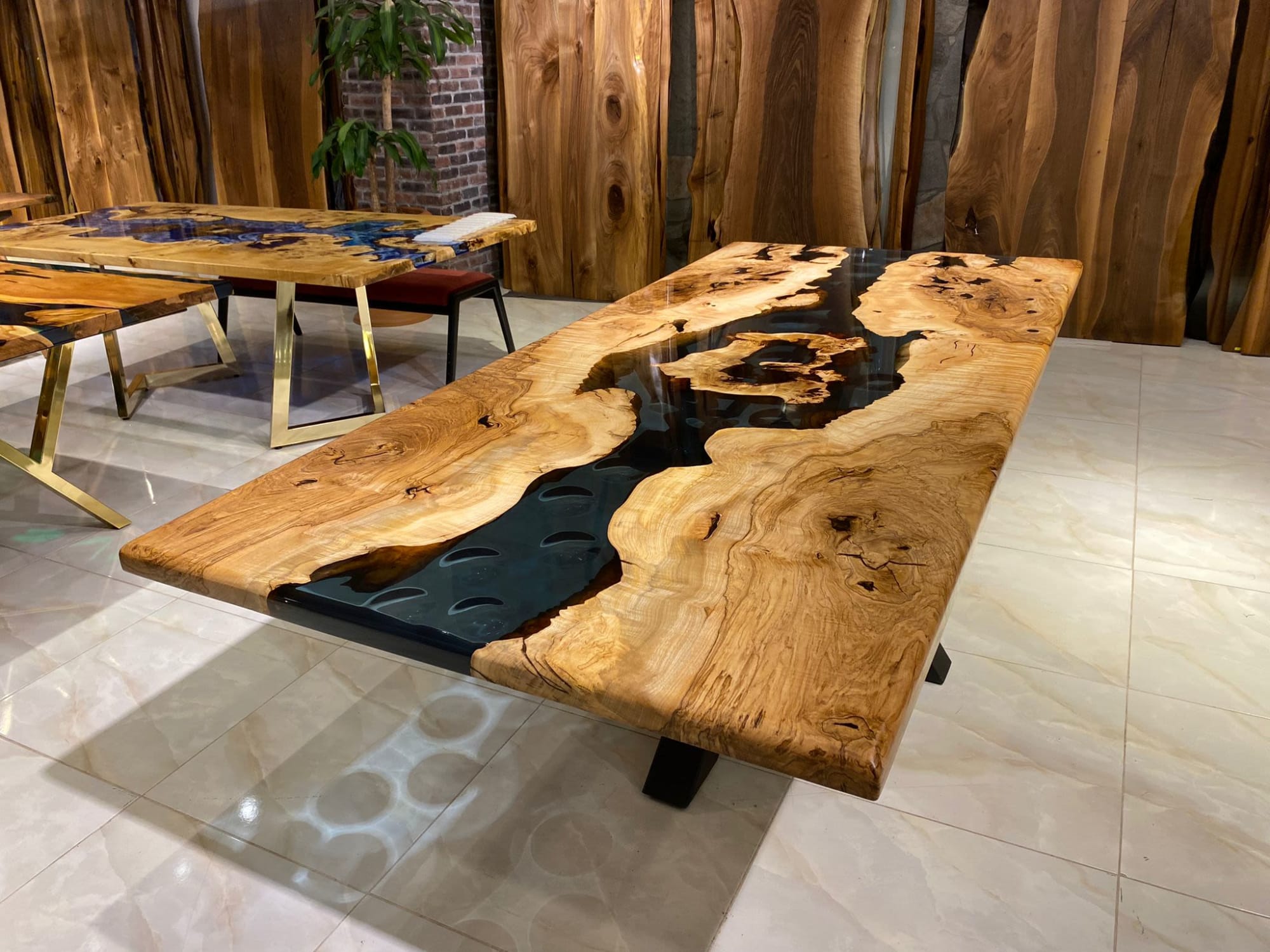 Custom Made Walnut Dining Table, Live Edges, 10 Feet Long, 36 Inches Wide  by Studio4ri