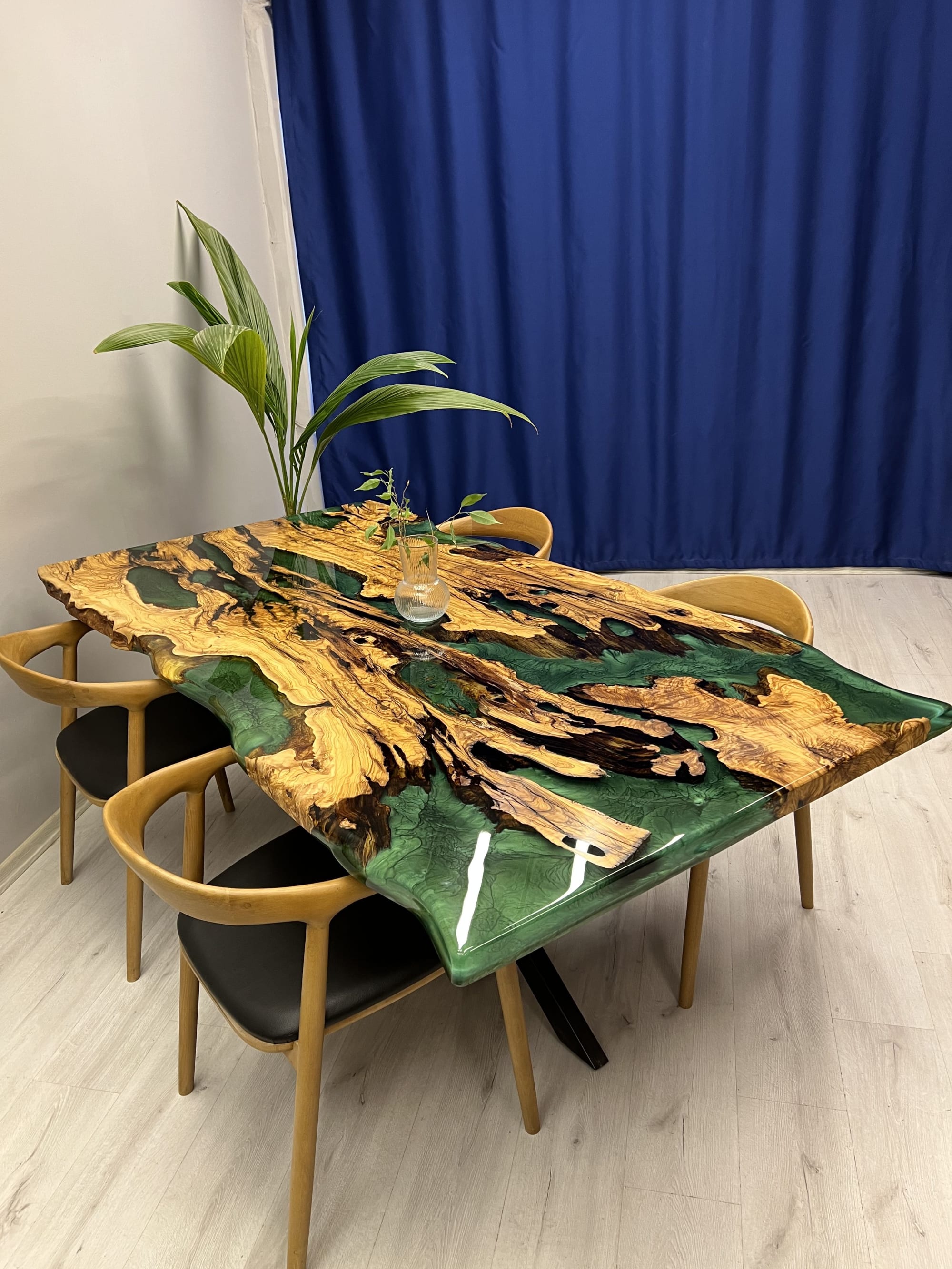 Epoxy table, clear epoxy table, olive epoxy table by Brave Wood