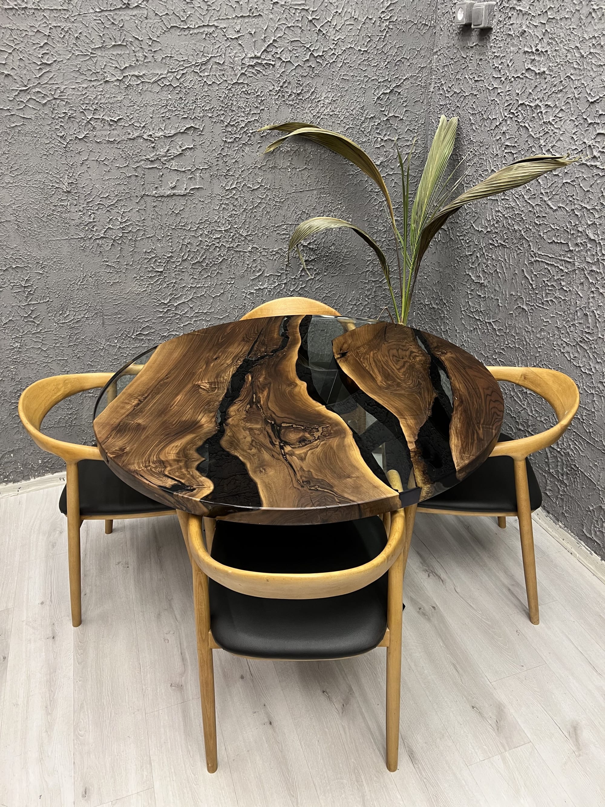 Black Walnut Rounds and Solid Black Epoxy Coffee Table