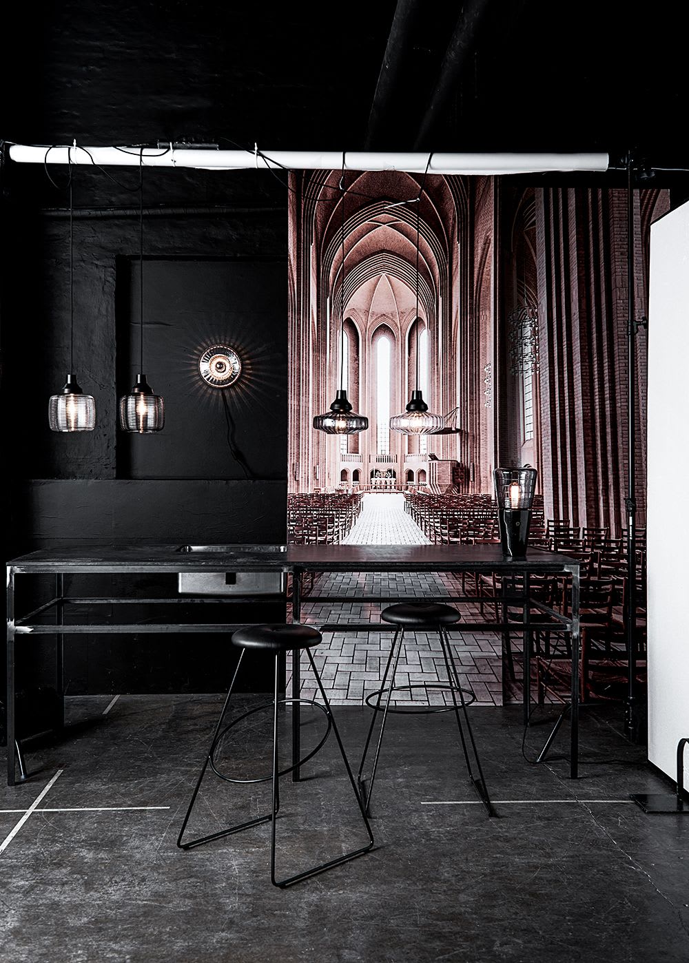 Black luxury bar stool area