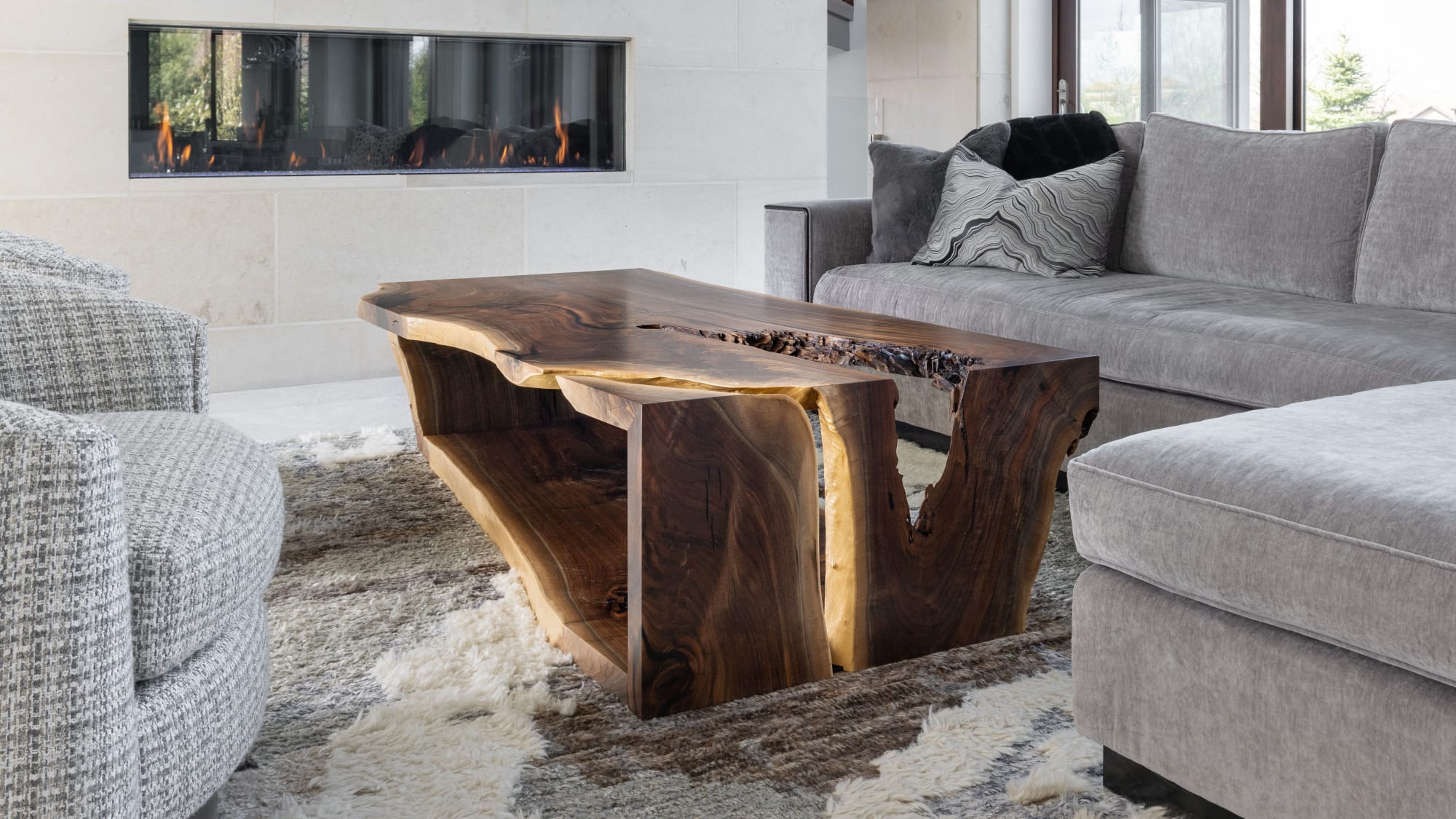 Live Edge Black Walnut Waterfall Coffee Table 298 by KC Custom