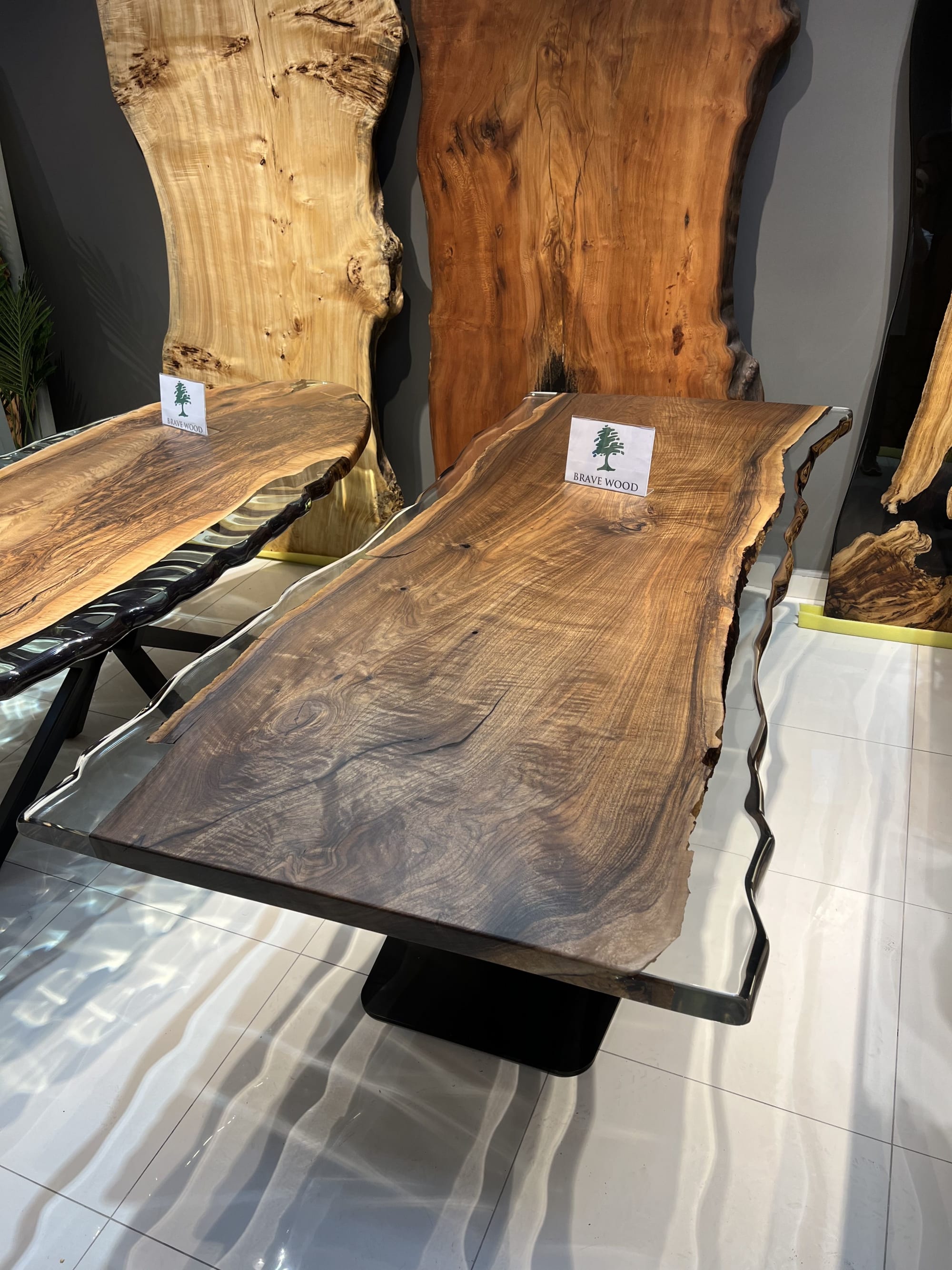 Custom live edge epoxy resin table, Black epoxy table by Brave