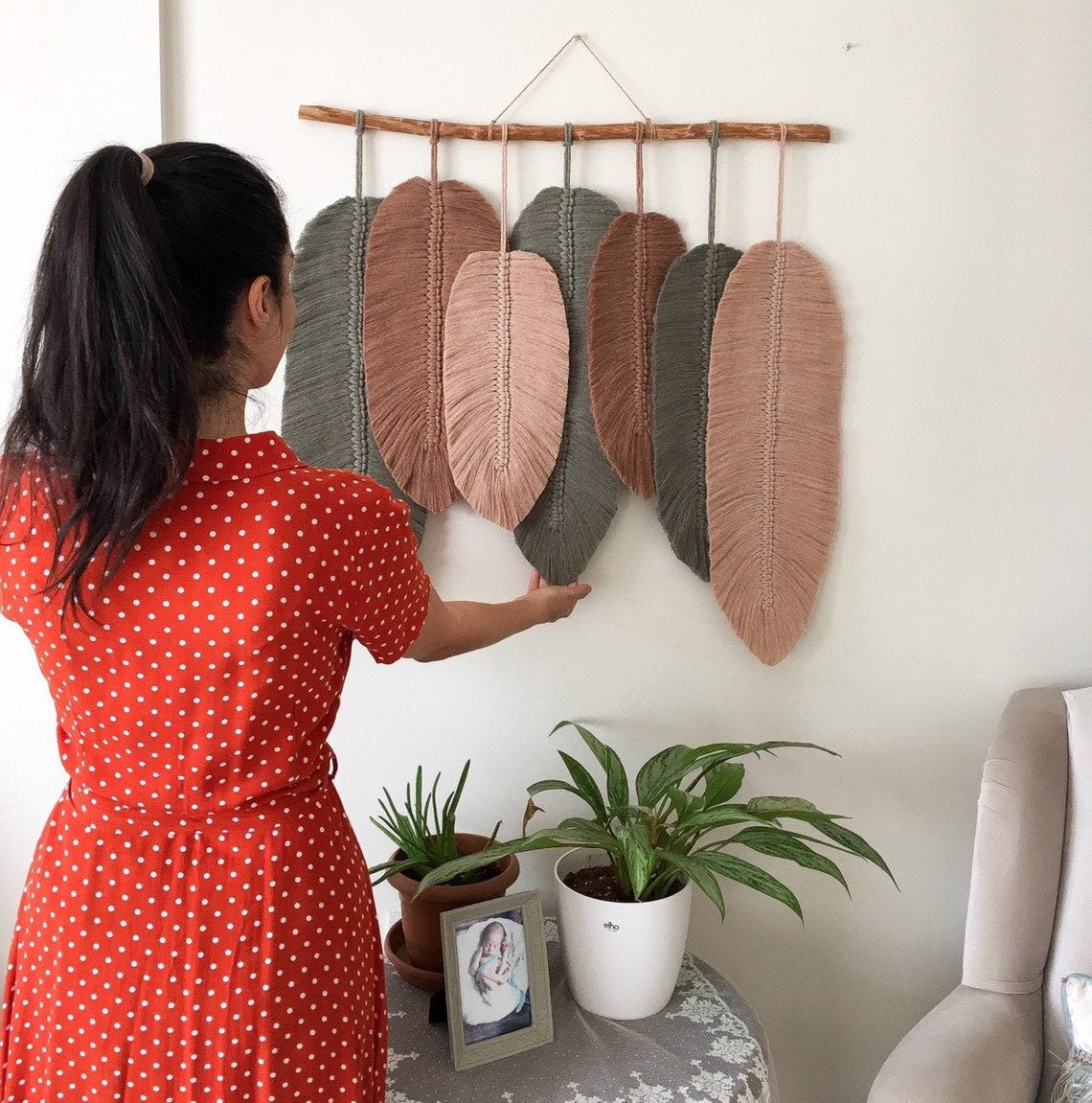 Large Macrame Feathers with 10 feathers