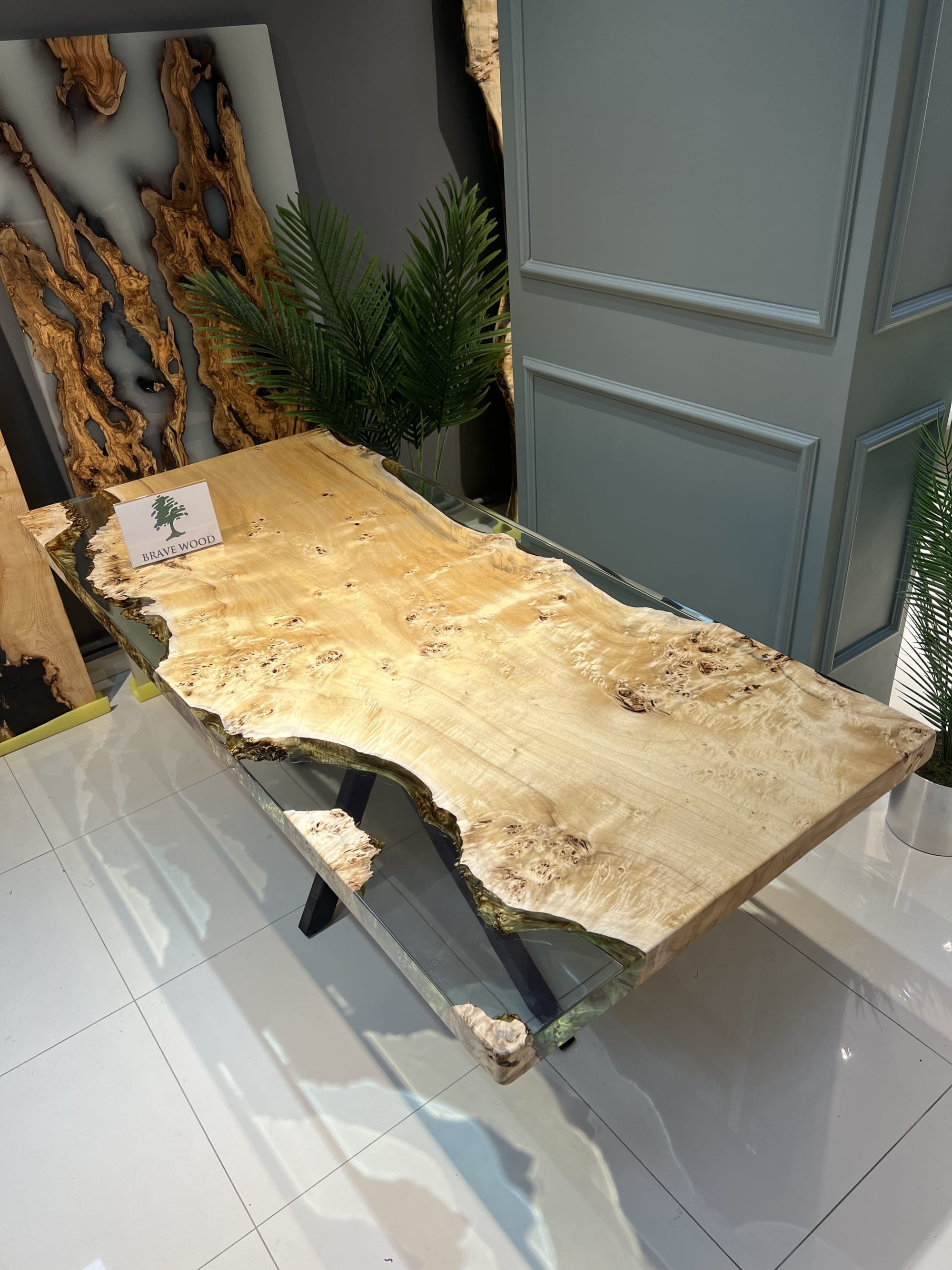 Custom live edge epoxy resin table, Black epoxy table by Brave Wood