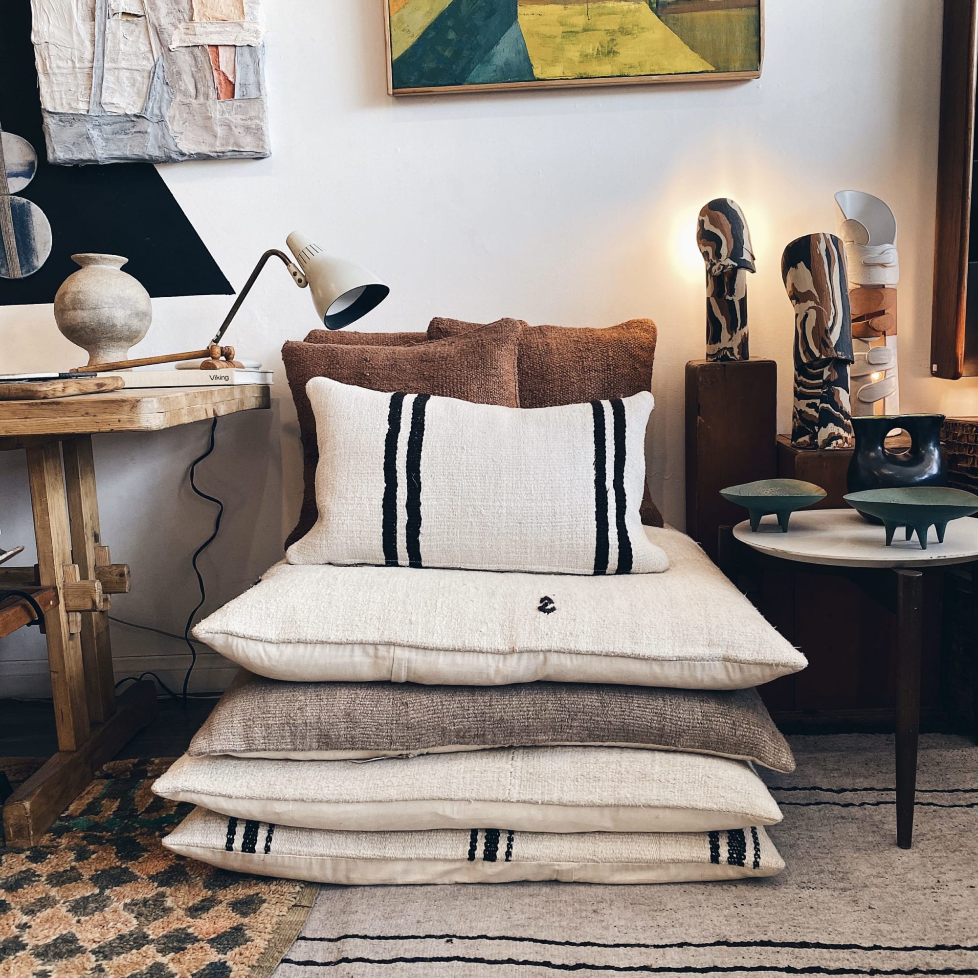 Comfort and Style: Hemp Floor Cushions, Bench, Window Mudroom