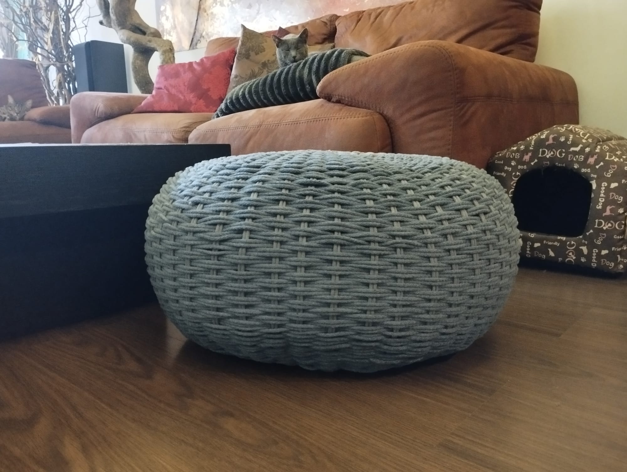 Macrame cord Crochet Stuffed Pouffe Ottoman Pouf Bean Bag by