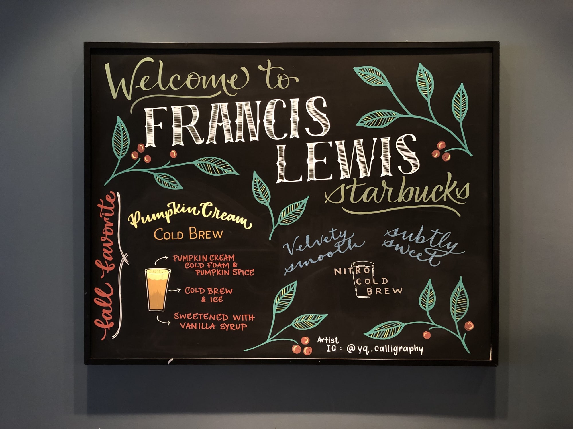 Chalkboard Art By Yq Design Seen At Starbucks Queens Wescover