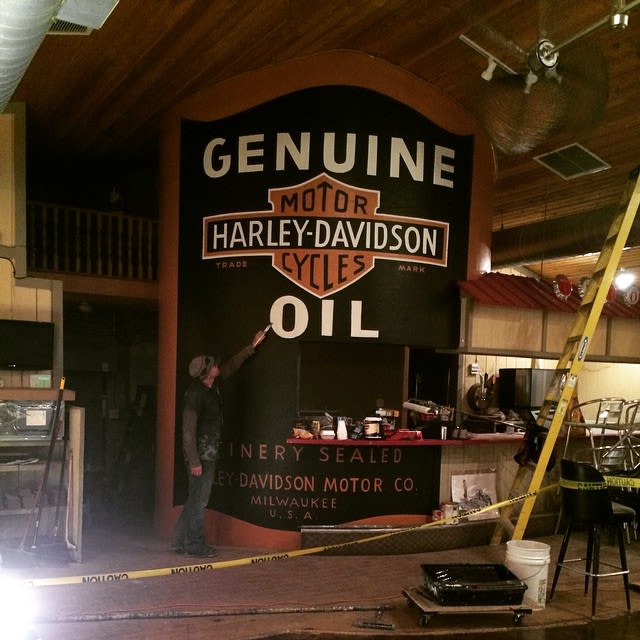 Indoor mural by Eric Henn seen at Powder Keg HarleyDavidson, Mason