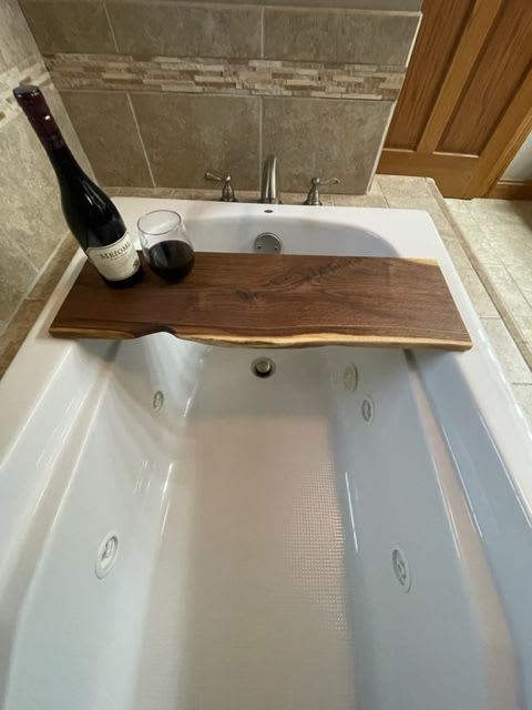 Rustic wood bath caddy, bathtub tray