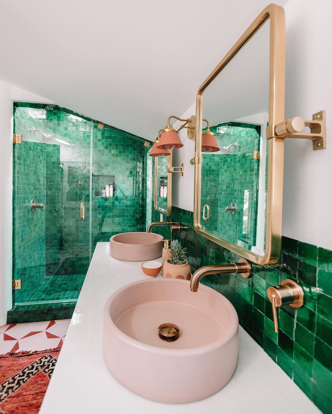 Blush Pink Bowl Basins By Nood Co Seen At Private Residence Los