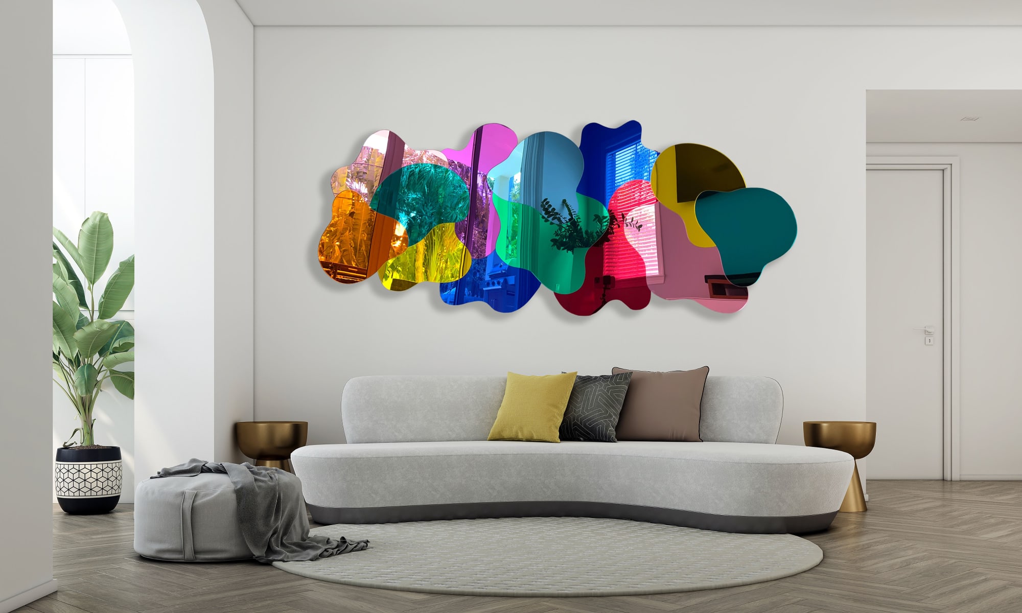 Transparent Rainbow 3D Wall Sculpture Parametric Art by uniQstiQ