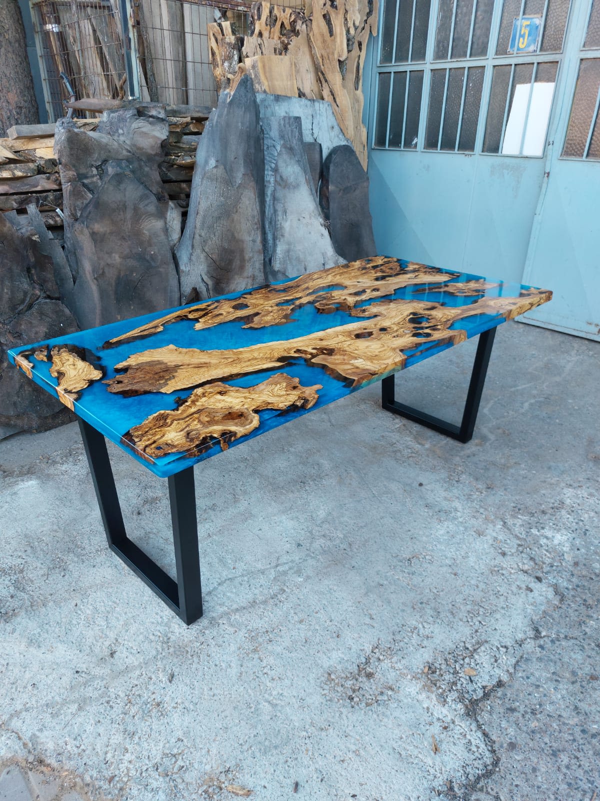 Living room Table, Custom live edge Epoxy resin table, by Brave