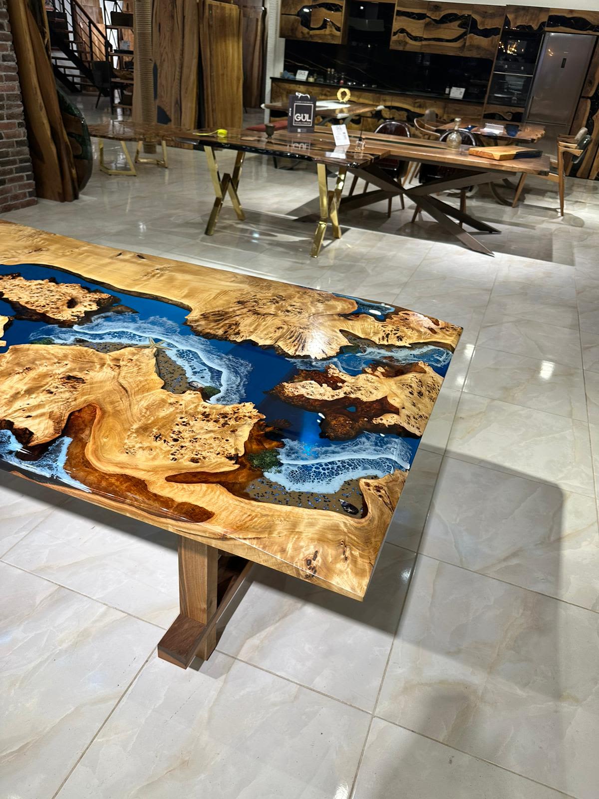 Blue Ocean Epoxy Resin Table Epoxy Wood Table Live Edge by Gül