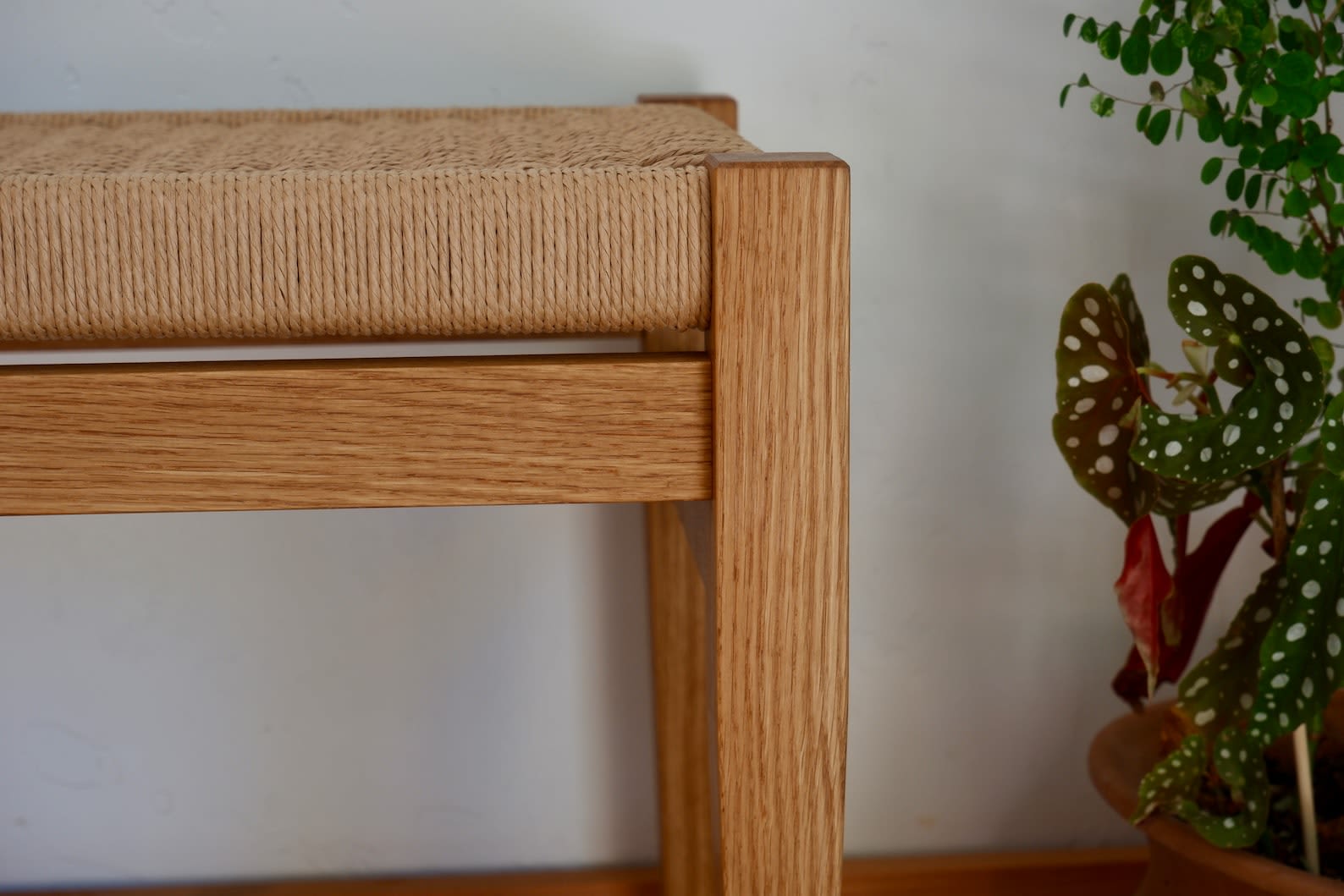Handmade Danish Cord Bench - Walnut by Kellen Carr Studio