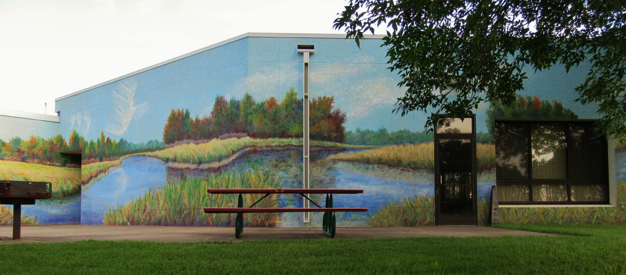 City Hall and Community Center mural by Glenn Terry seen at East Bethel