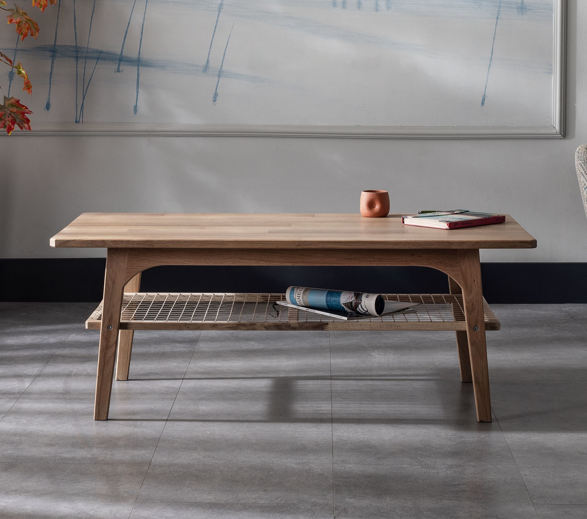 Coffee table oak on sale and white