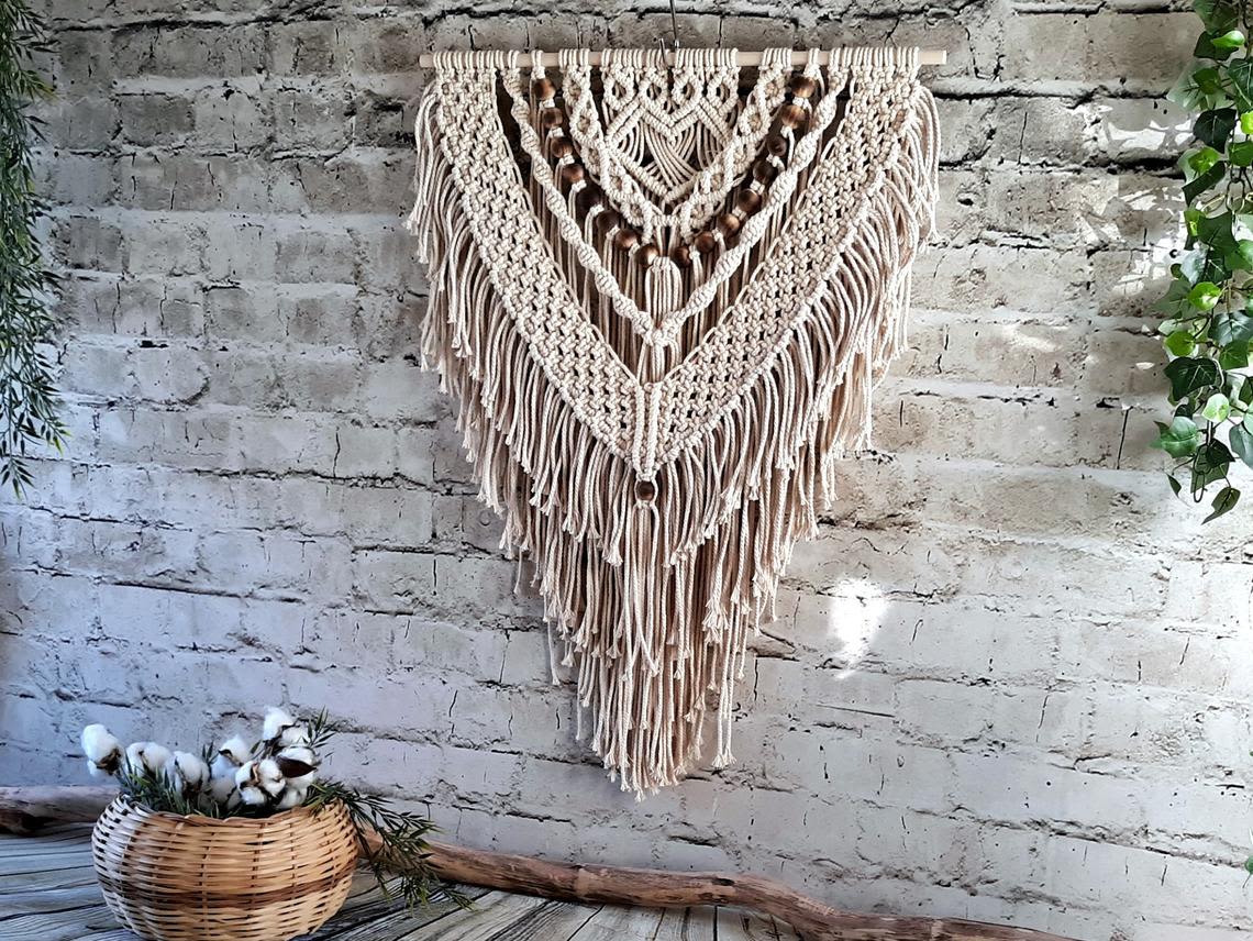 Small Macrame Wall Hanging Home Sweet Home Decor, Custom Country Room  Decoration, Fiber Art Knotted Tapestry Nursery Wall Decor, Bohemian