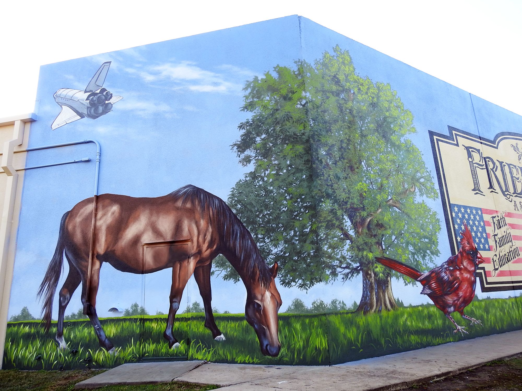 The Firendswood mural by Anat Ronen seen at SherwinWilliams Paint Store, Friendswood Wescover