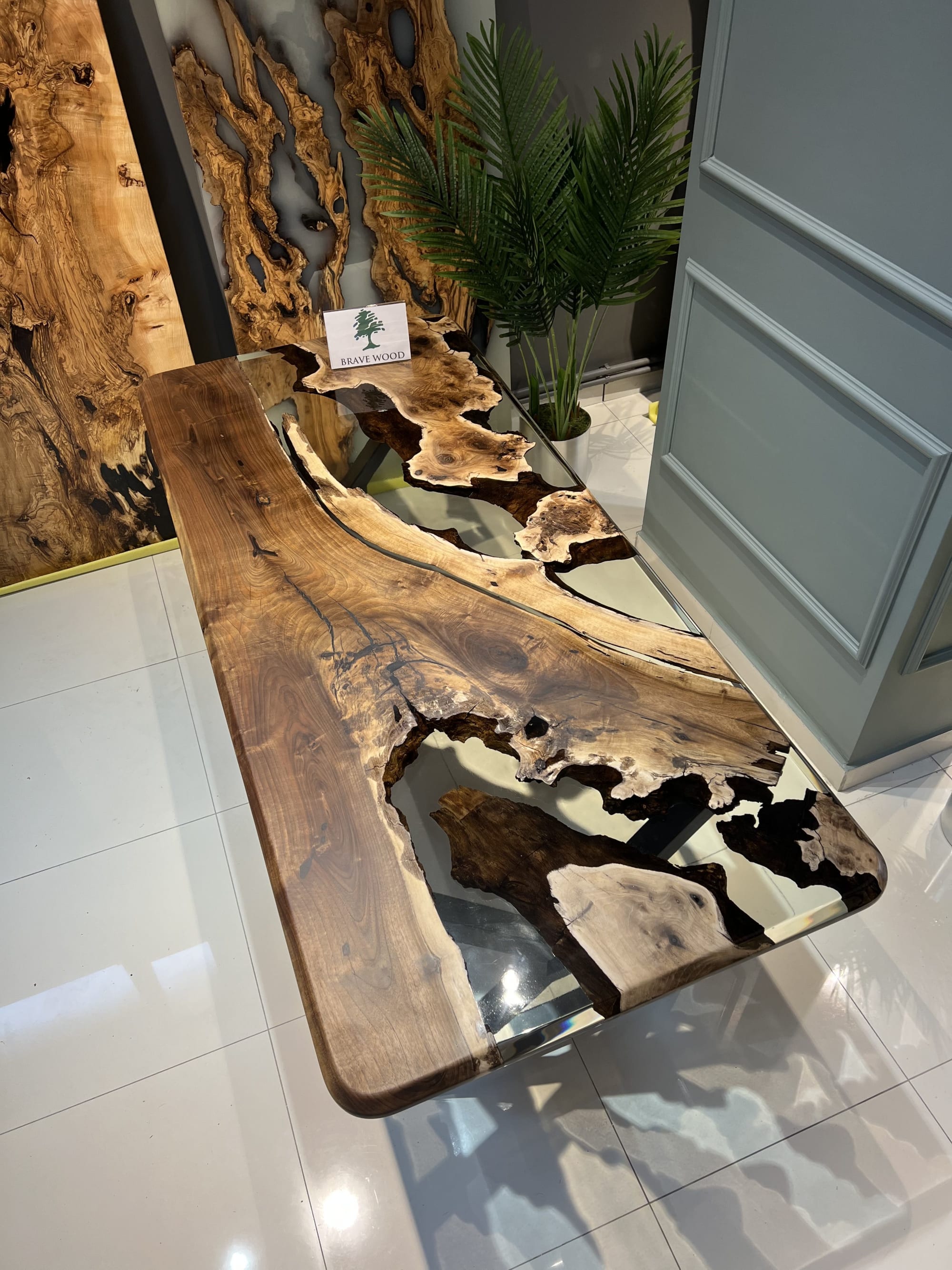 Custom live edge epoxy resin table, Black epoxy table by Brave Wood