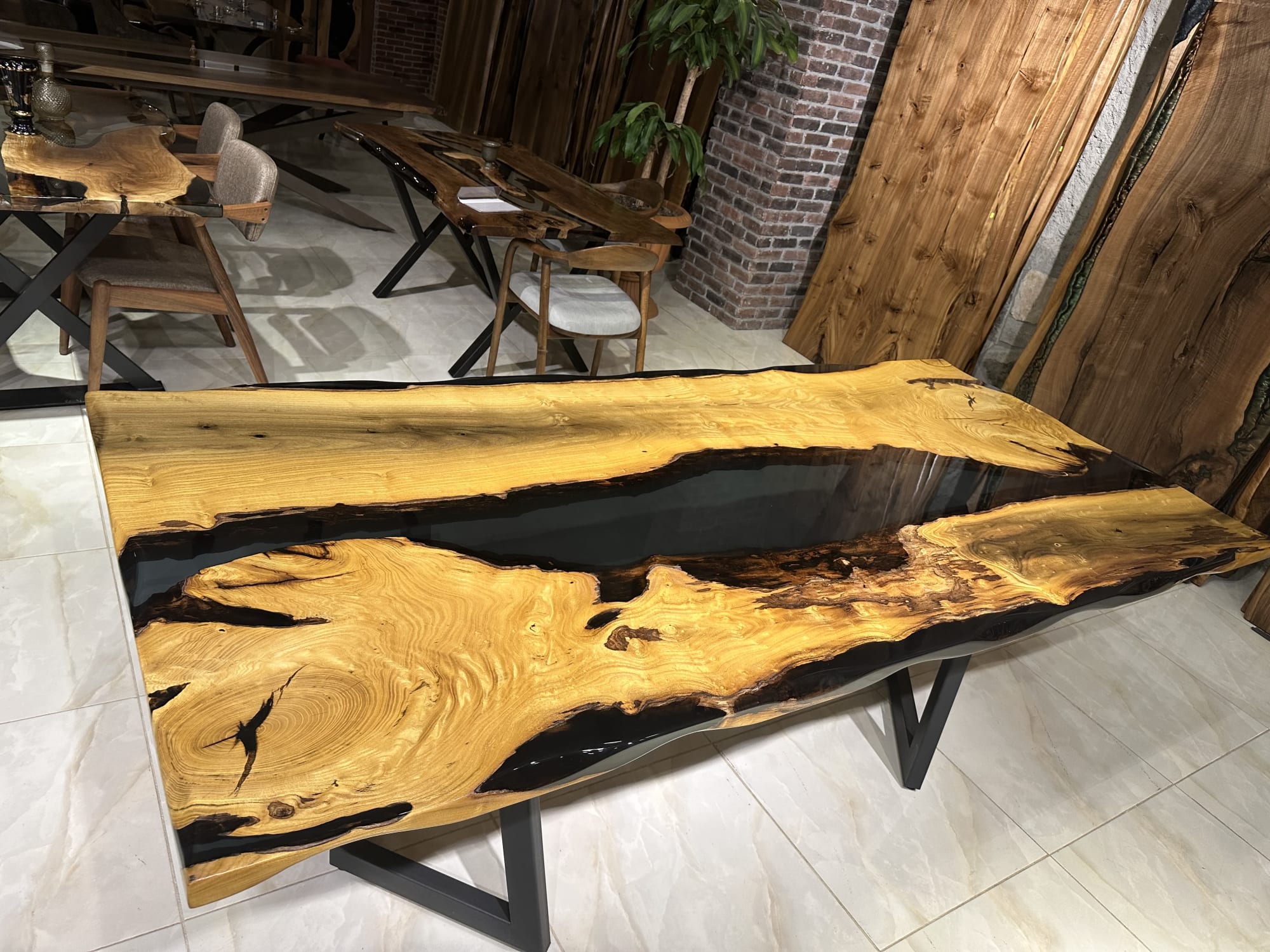 Custom Handmade Live Edge Epoxy Resin Table Top - Gul Natural