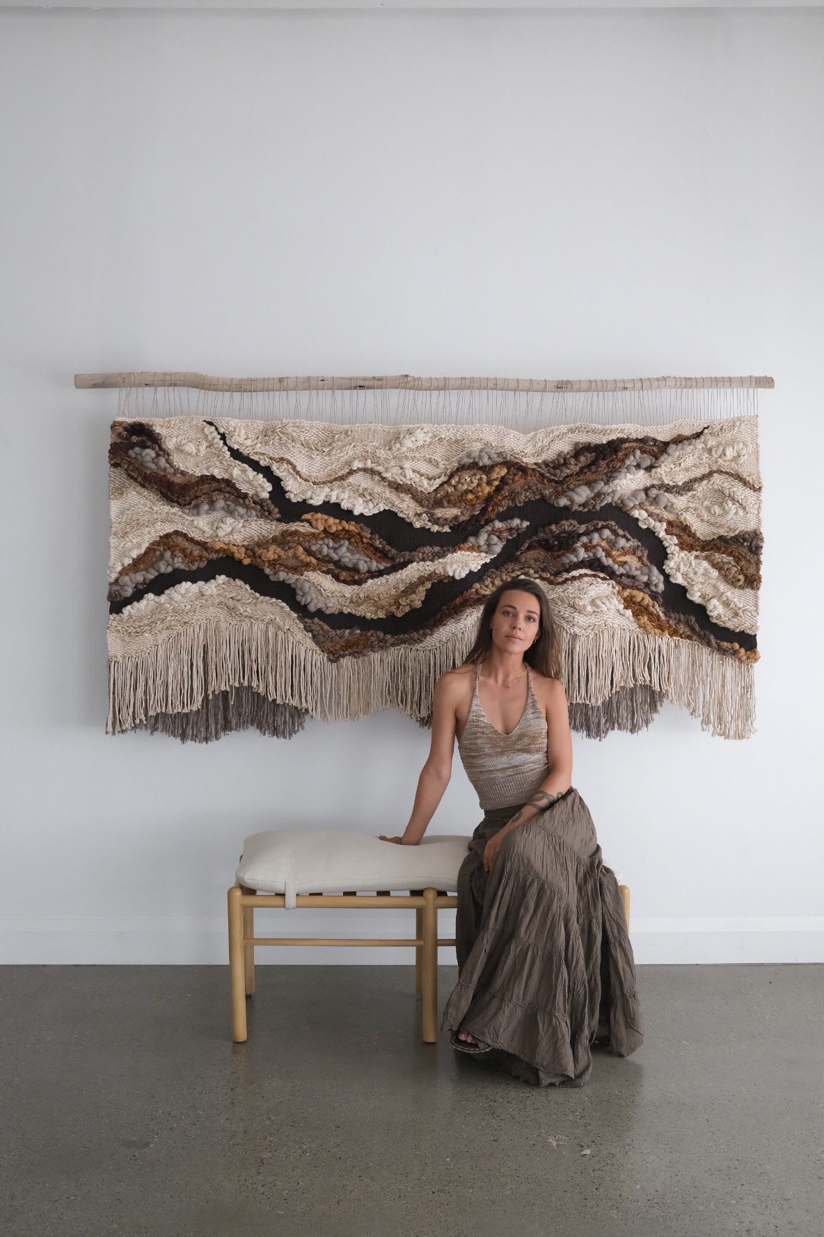 Handwoven Fiber Art Tapestry, 