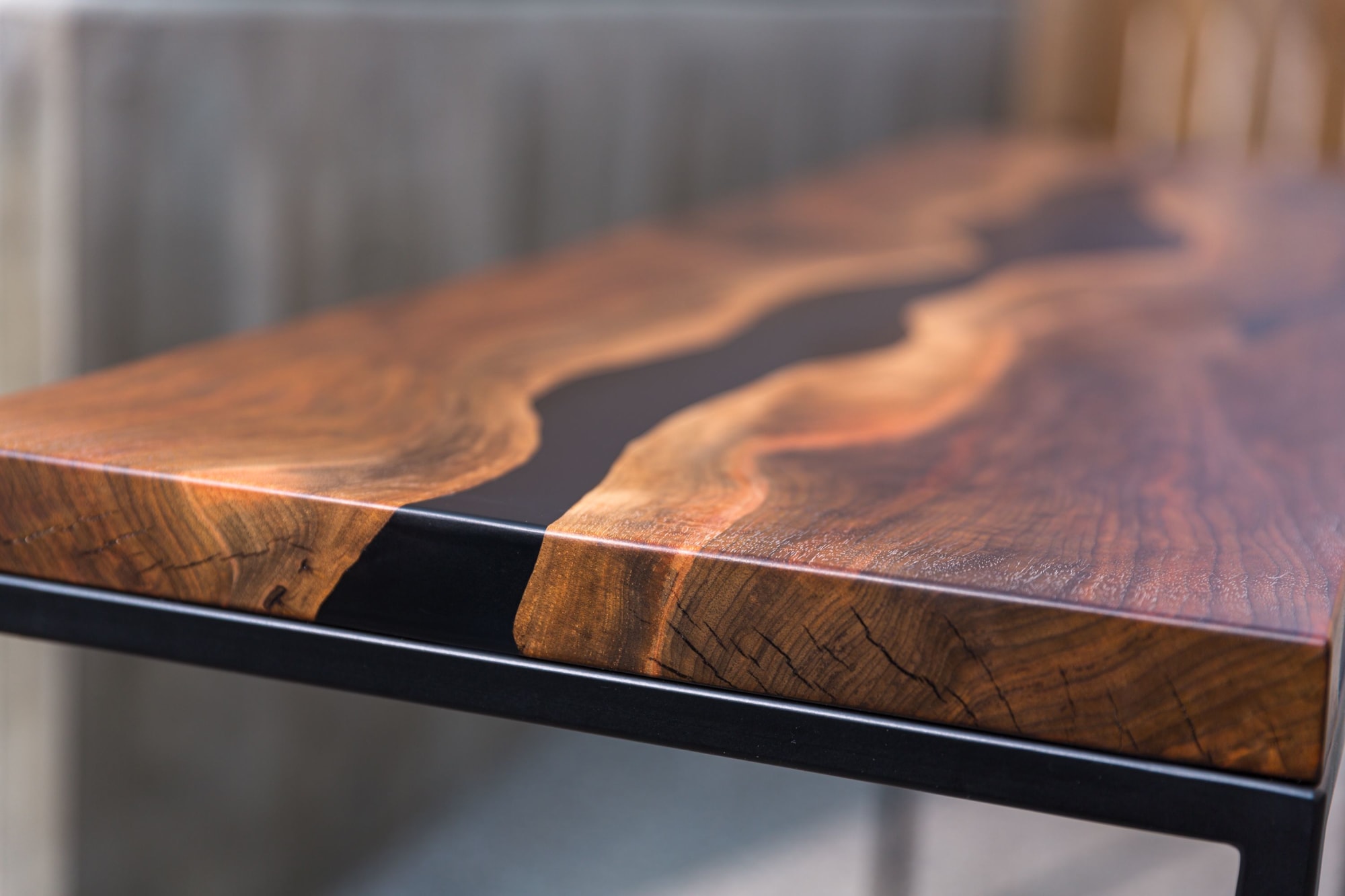 Black Walnut Epoxy Casted Conference Table 120 - KC Custom Hardwoods