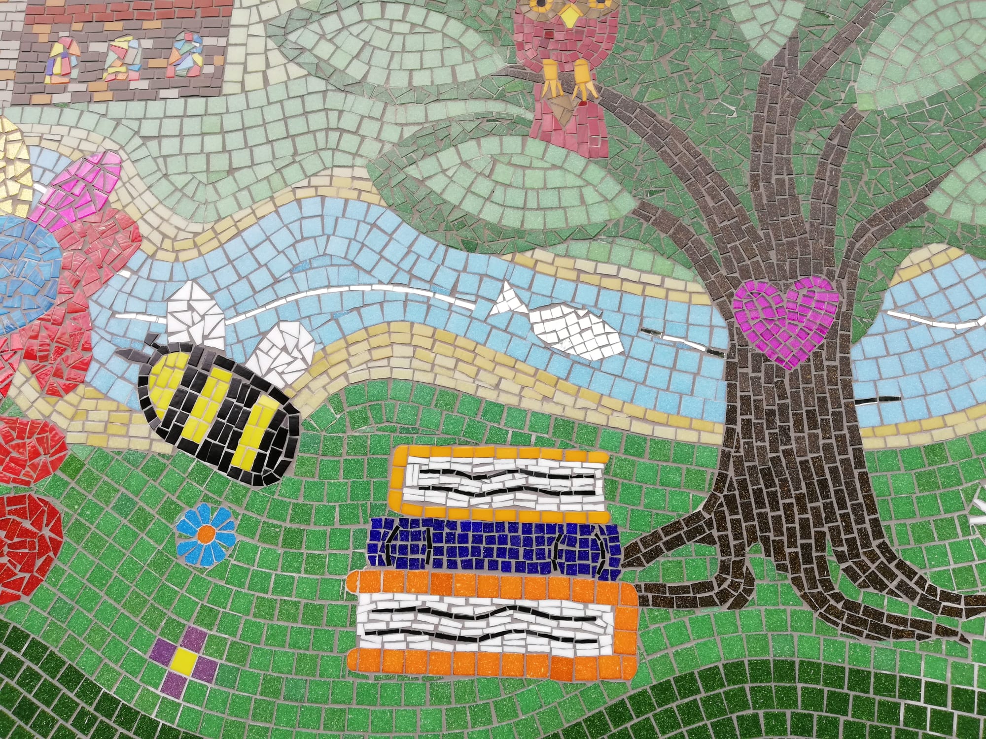 School Entrance Mosaic - Bourn C of E School Mosaic by Paul 