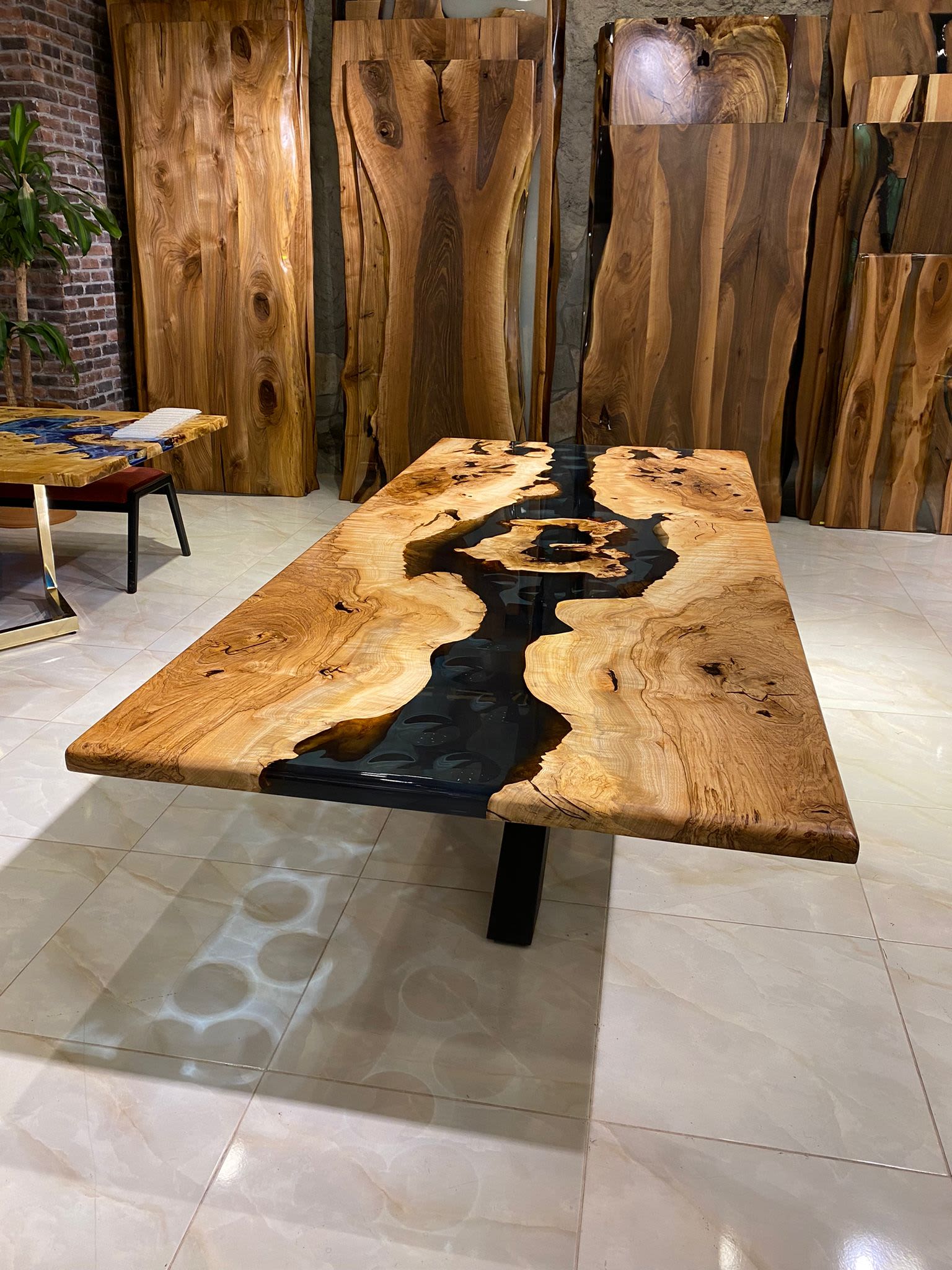 Custom Live Edge Black Epoxy Table - Gul Natural