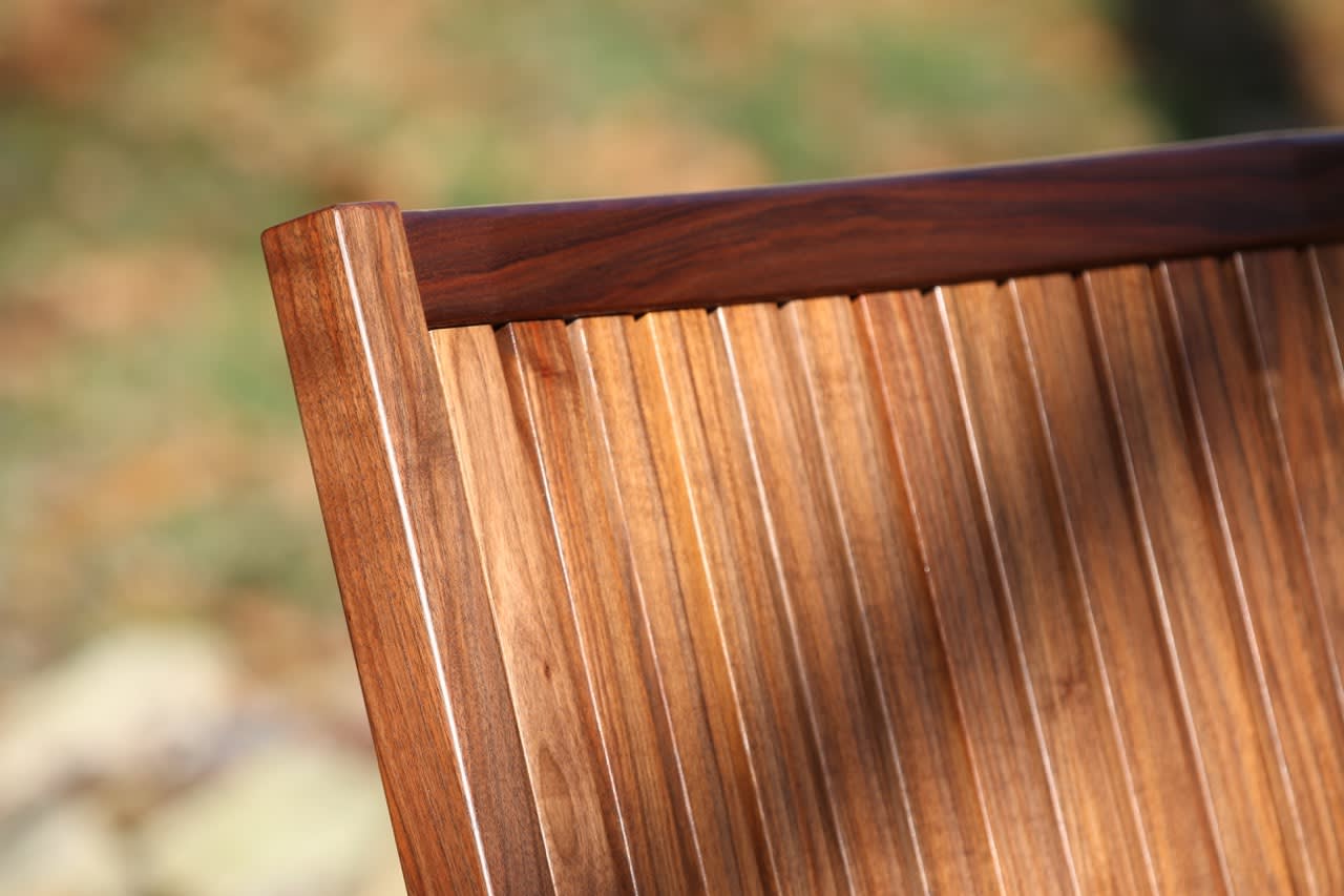 Slat Back Walnut Bench by Miikana Woodworking seen at Miikana