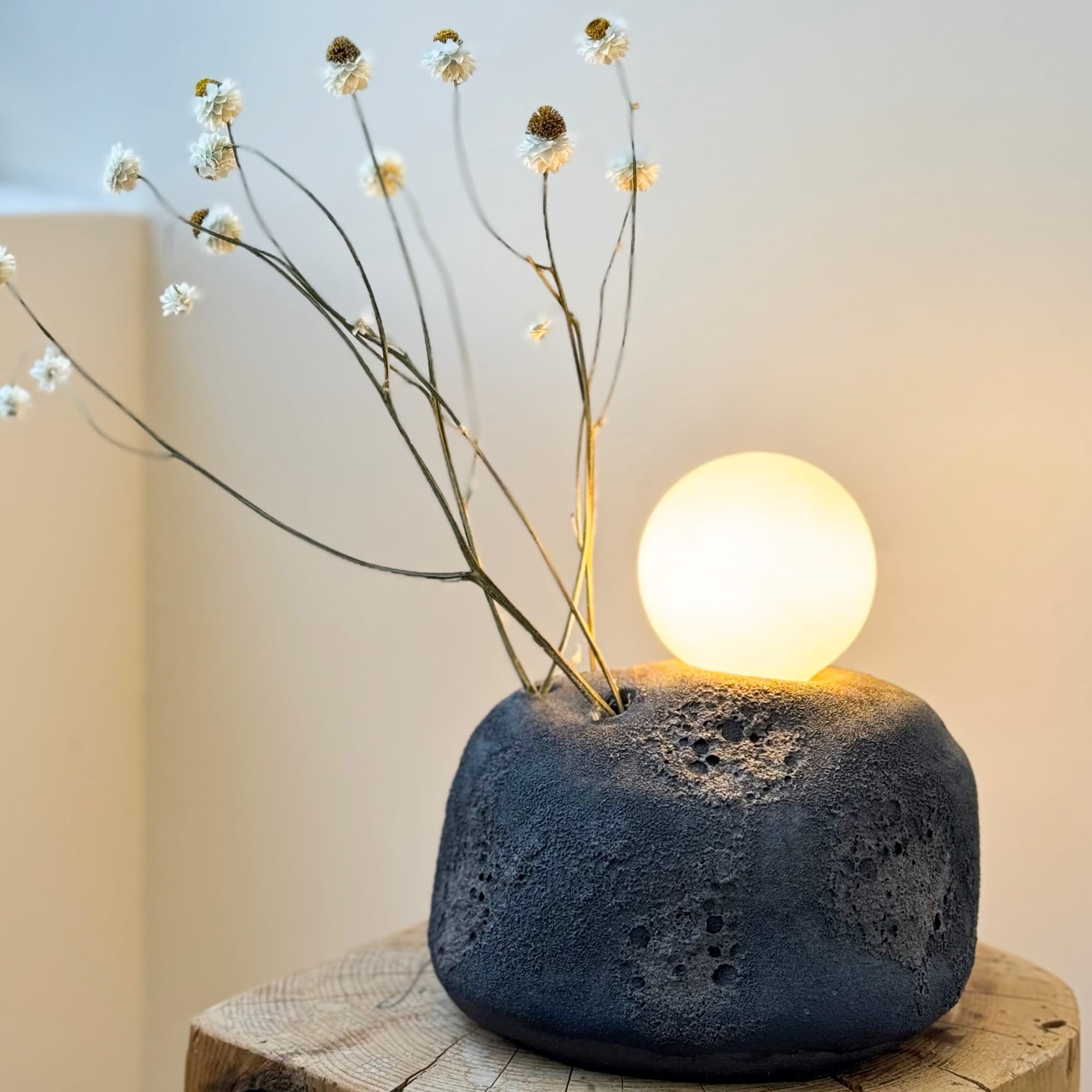 Handmade Ceramic Ikebana Lava Rock Lamp by The Minimalist Ceramist