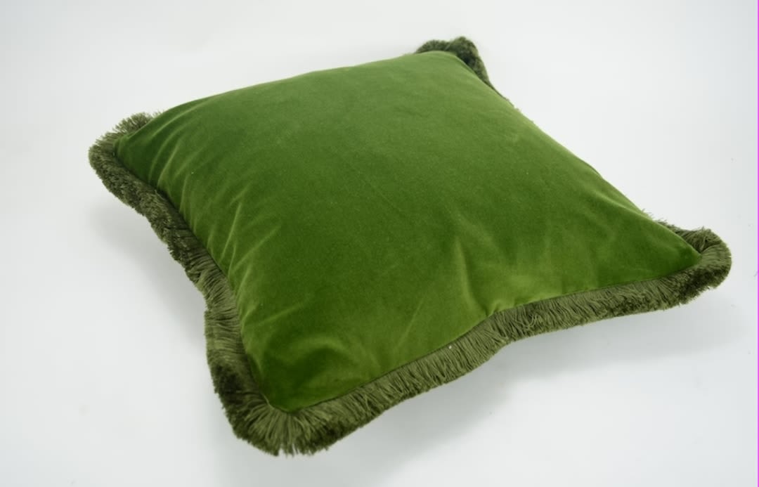 Velvet fringe cushion sale