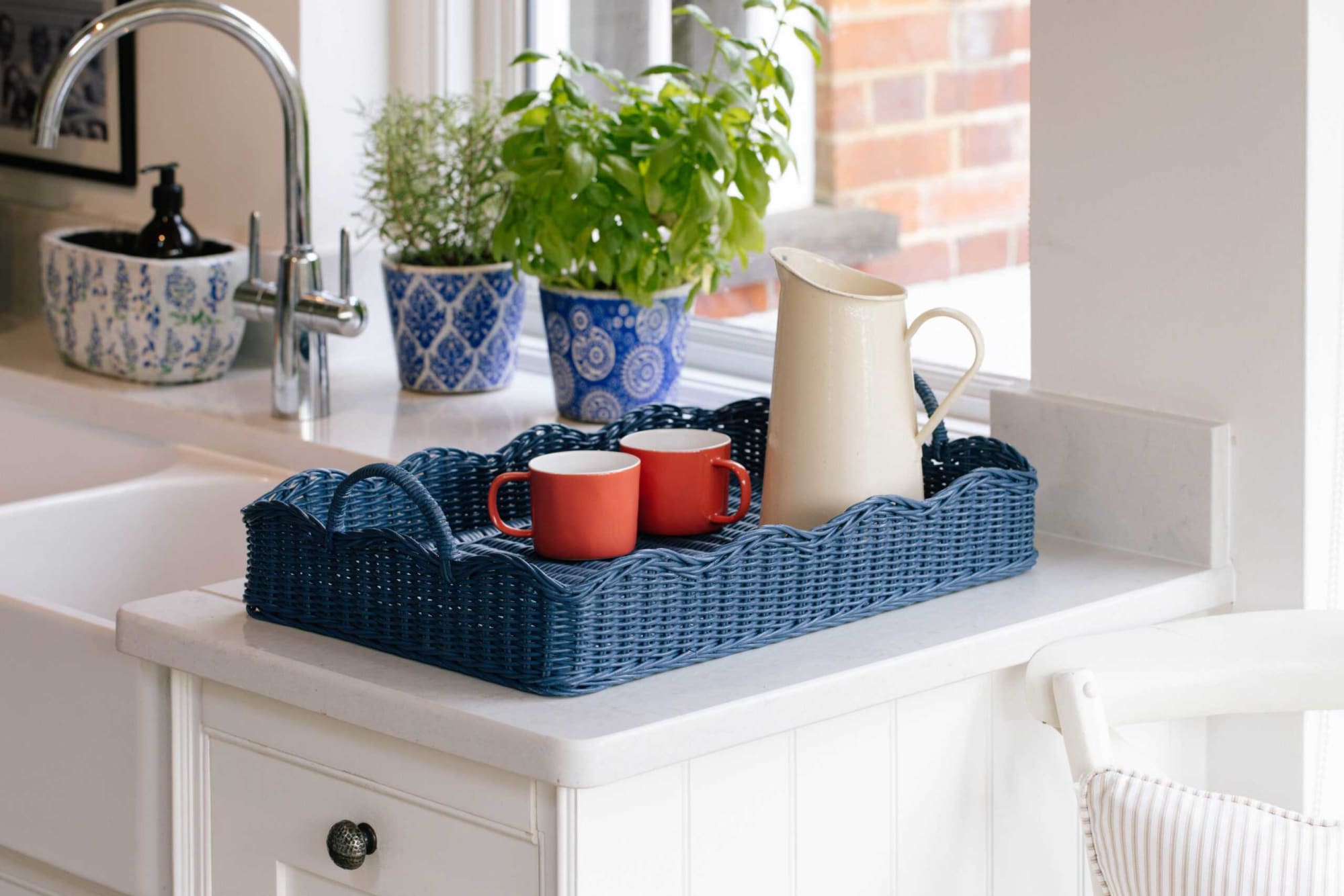 Blue Scalloped Tray by Hastshilp Wescover Serveware