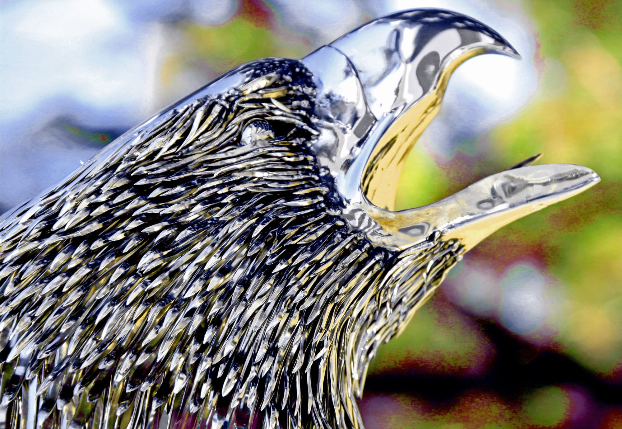 City of Oroville's stainless steel eagle sculpture by Steve Nielsen Art