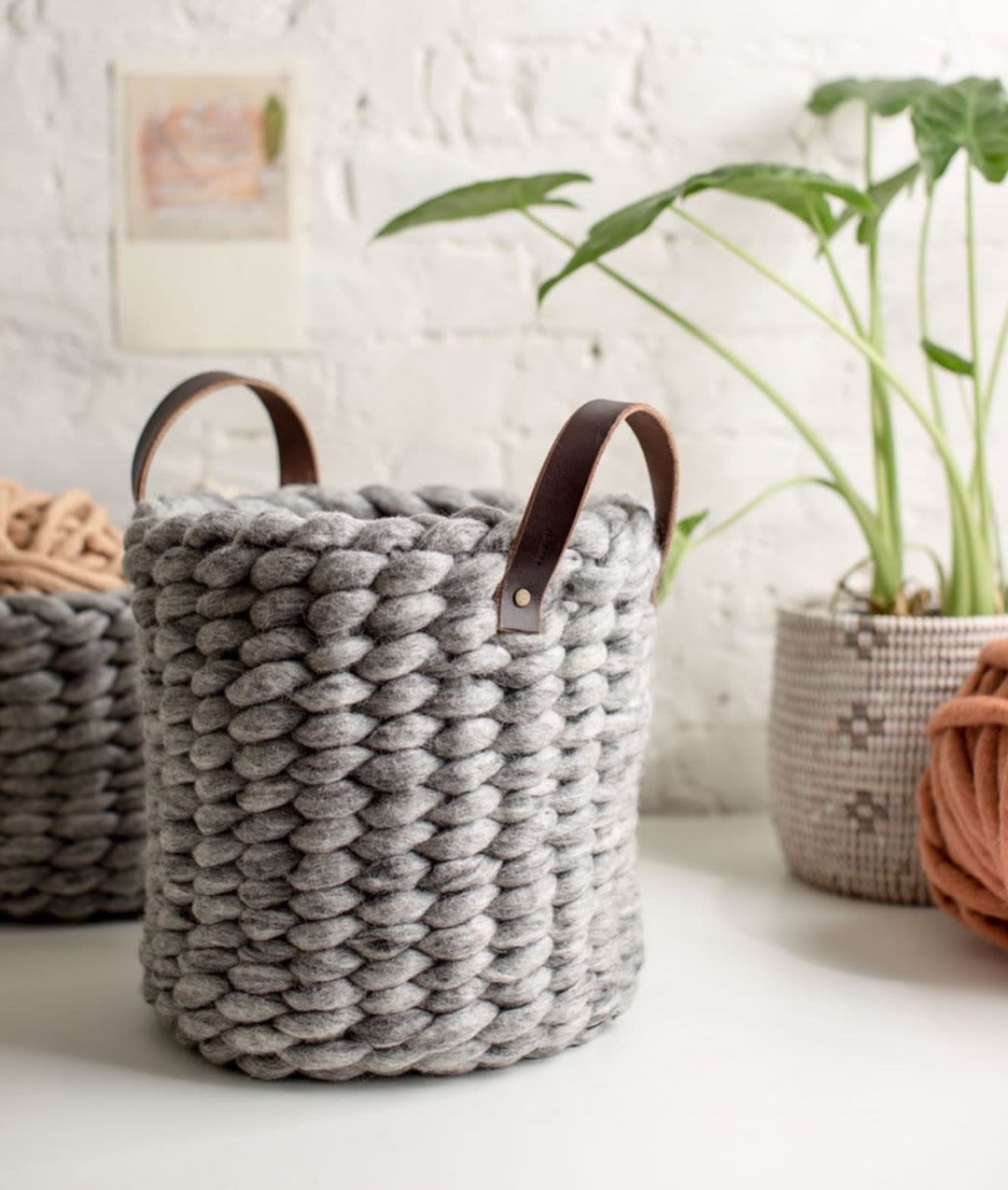 Januka Felted Wool Basket DIY KIT by Flax & Twine | Wescover Storage