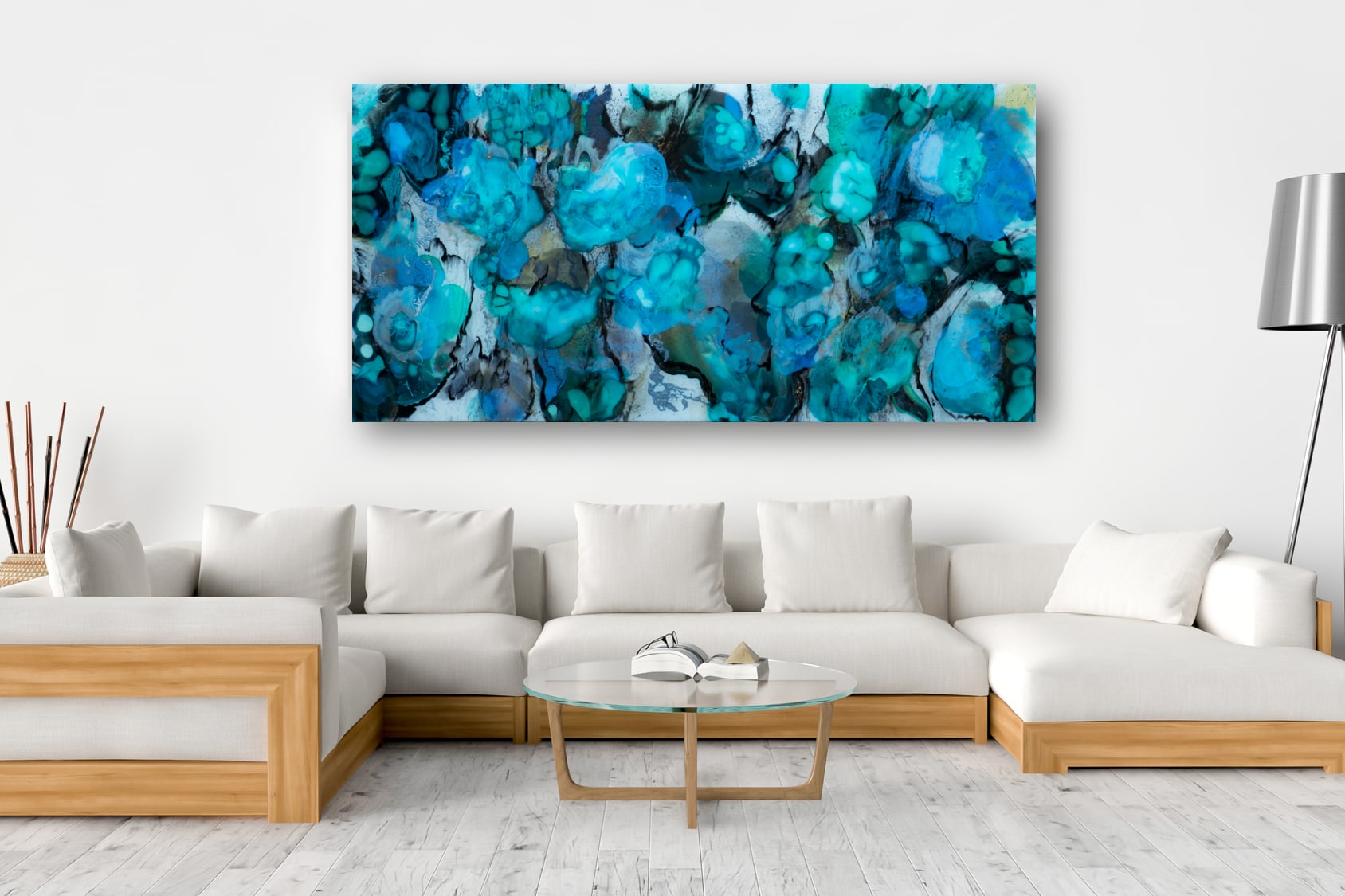 Epoxy Resin Abstract Original Painting on Canvas Environment, Art