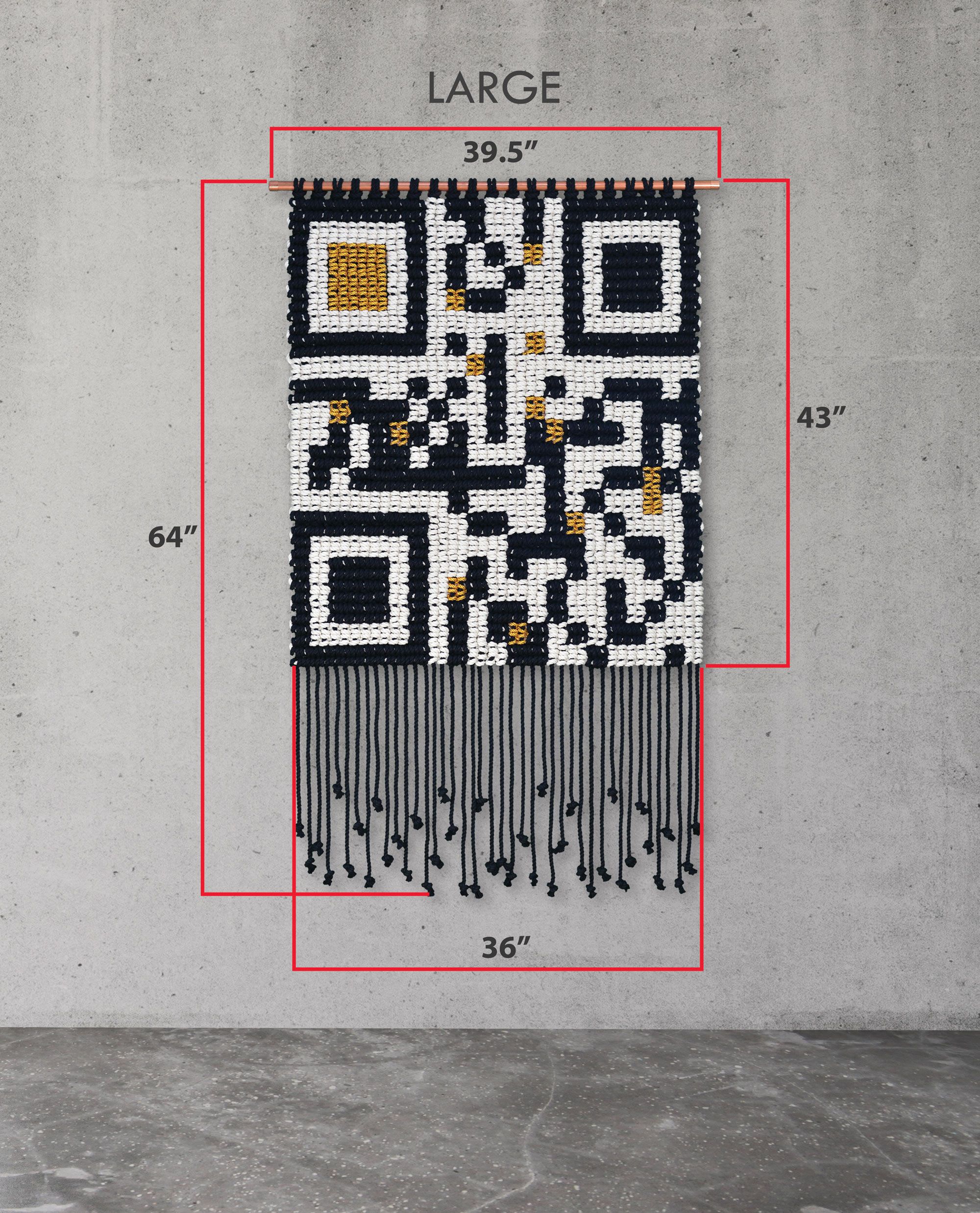 QR Code Weave - Custom Message Macrame by Zora Studio | Wescover