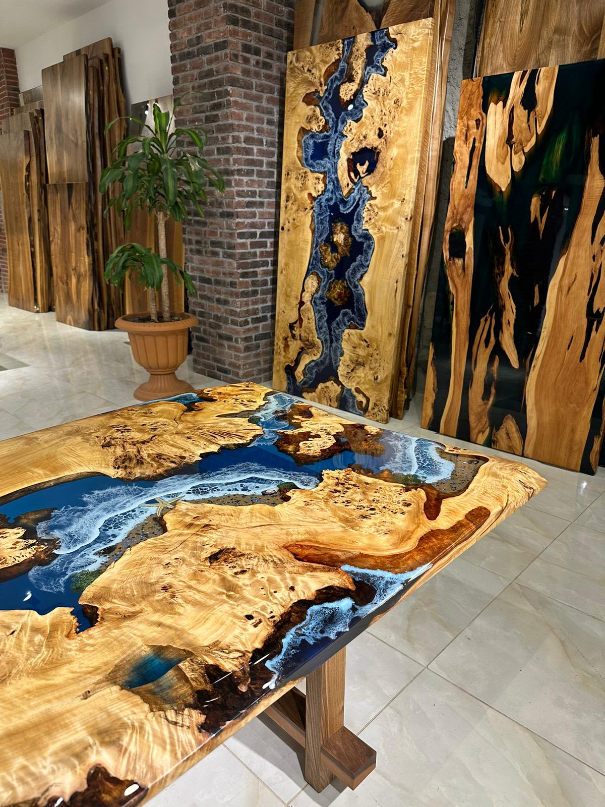 Blue Ocean Epoxy Resin Table - Epoxy Wood Table - Live Edge by Gül Natural  Furniture
