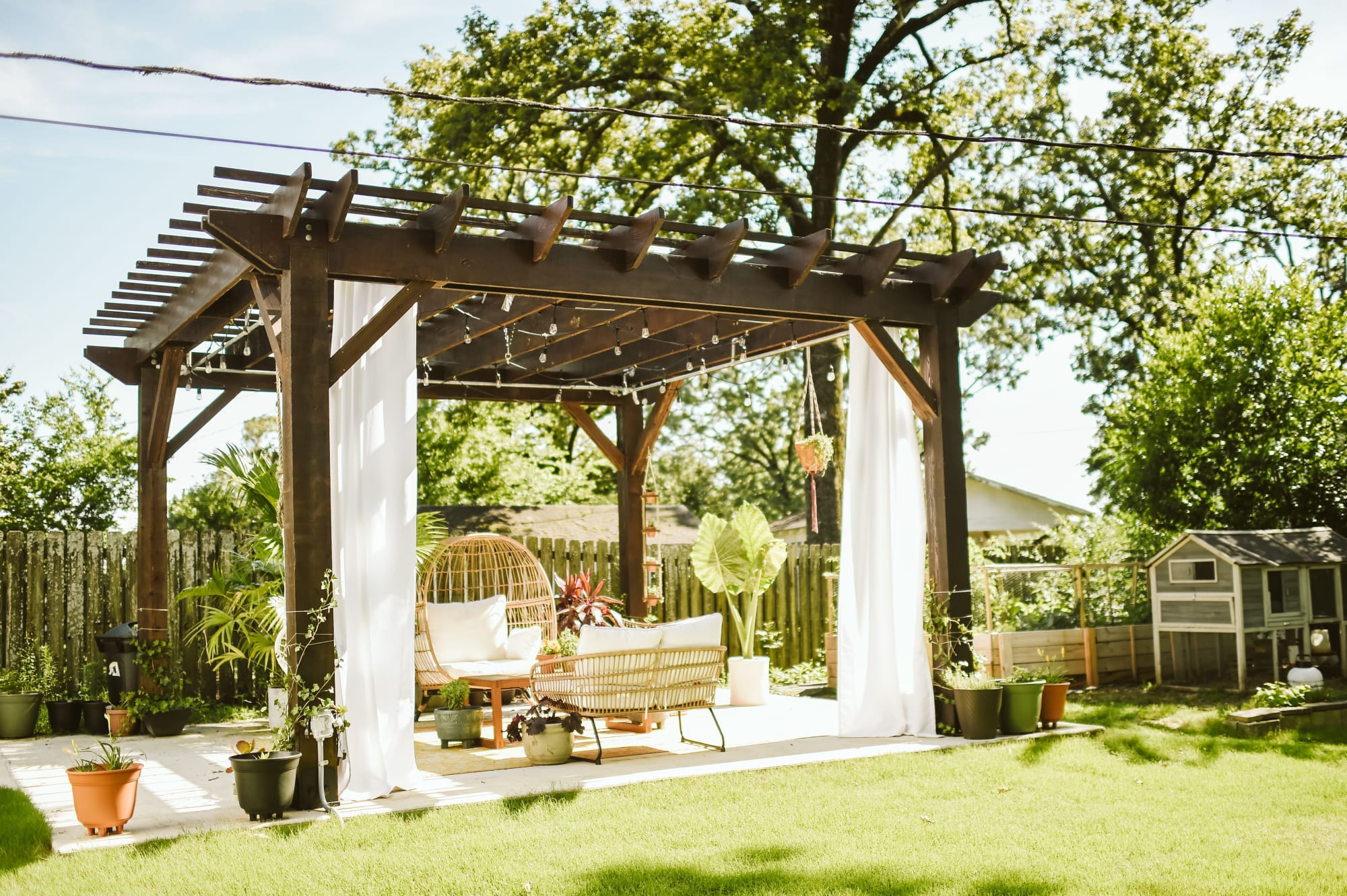 Dark Brown Backyard Pergola 