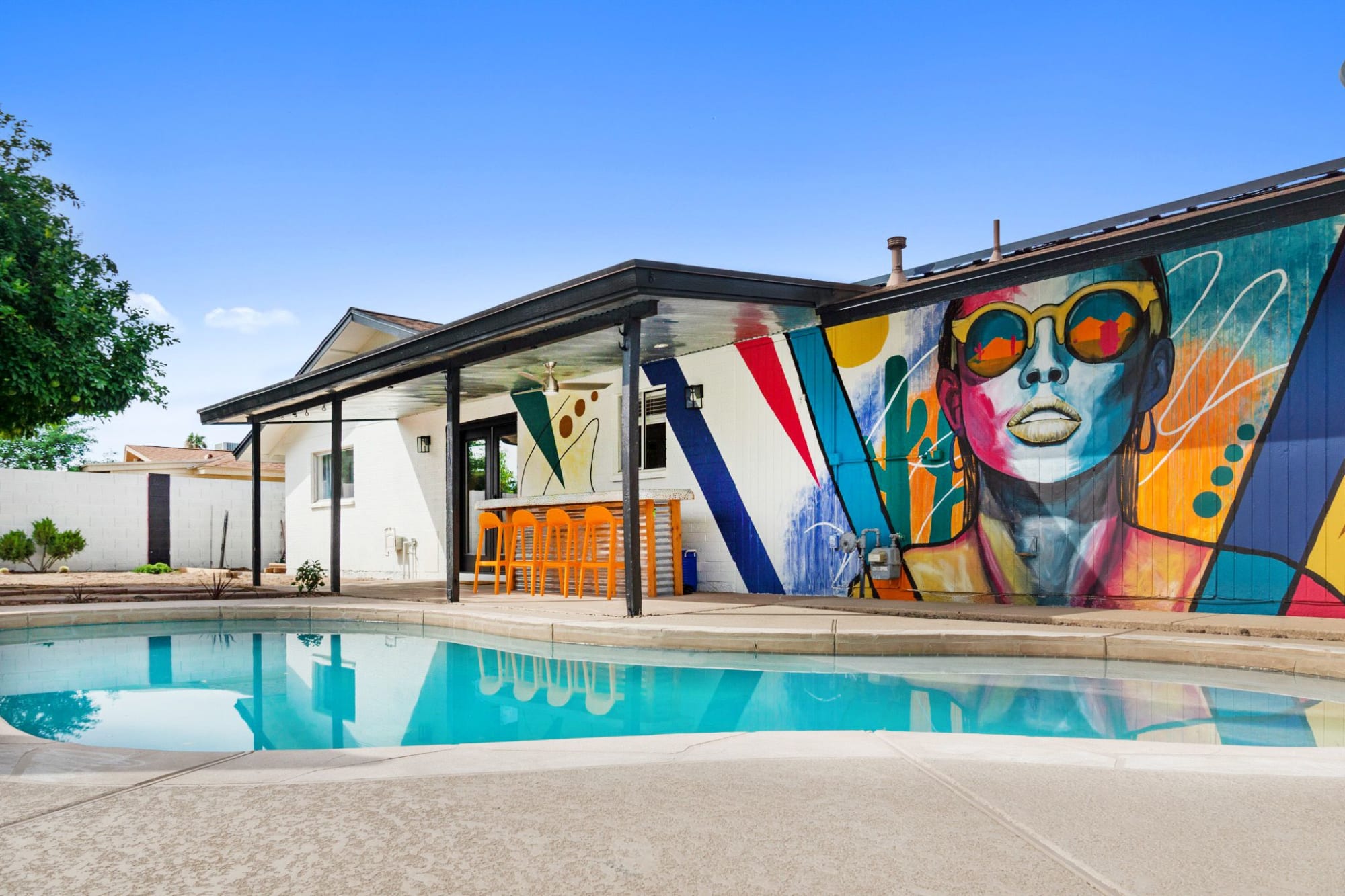 Airbnb Mural Gilbert Poolhouse by Devona Stimpson Wescover Street Murals