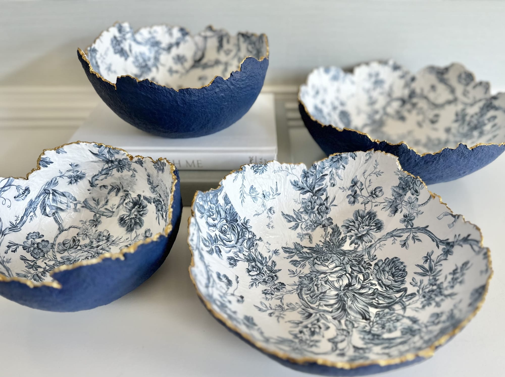 Blue Floral Eggshell Bowl by TM Olson Collection