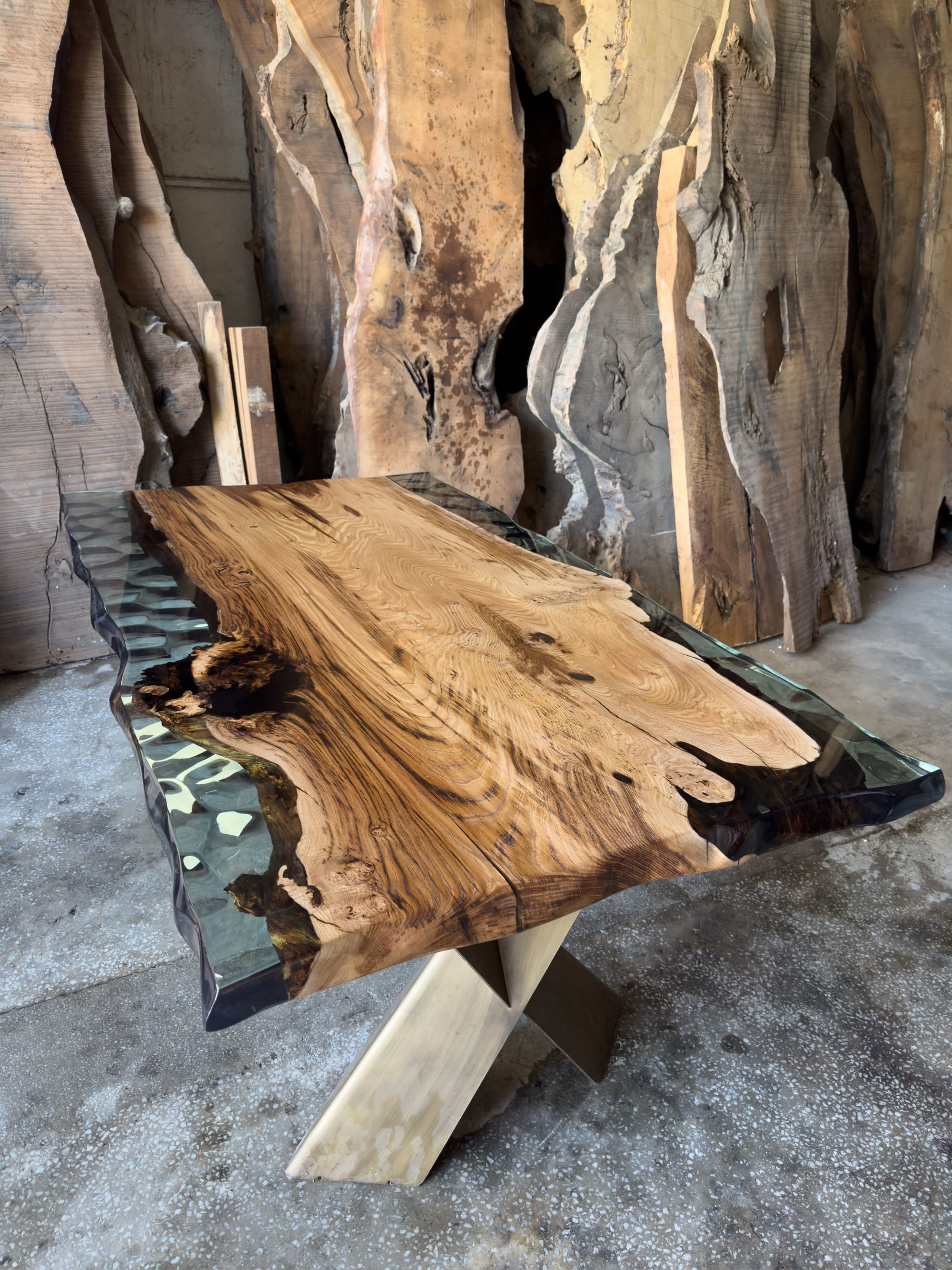 Walnut Resin Live Edge Dining Table - Resin Epoxy Table by Tinella