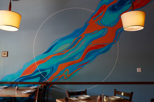 Waves Mural | Murals by VESL | Blue Line Pizza, Mountain View in Mountain View