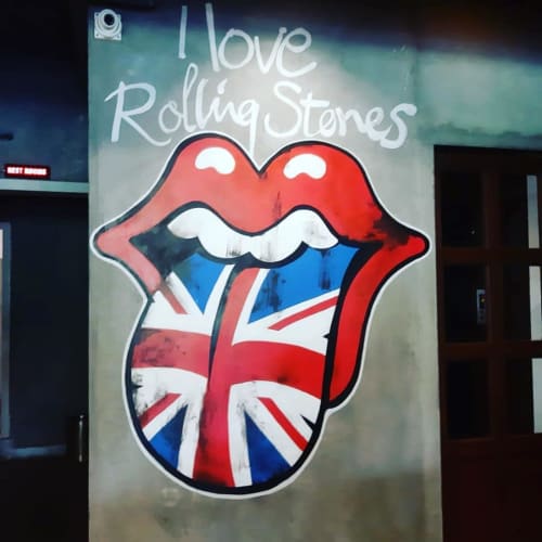 I Love Rolling Stones Mural | Murals by Saffronish Art Studio | Buddys - Bar & Cafe in Bengaluru