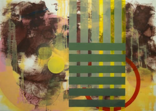 Untitled (green grid) | Paintings by Linda Kamille Schmidt | ART MORA GALLERY in Ridgefield Park