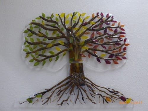 Tree of Life Fused Glass Sculpture | Sculptures by Glass By Helen | Satellite Healthcare Gilroy in Gilroy