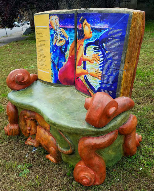 Book Bench | Public Sculptures by Liberty Avenue Musicians  Downtown Pittsburgh | Pittsburgh, Pennsylvania in Pittsburgh